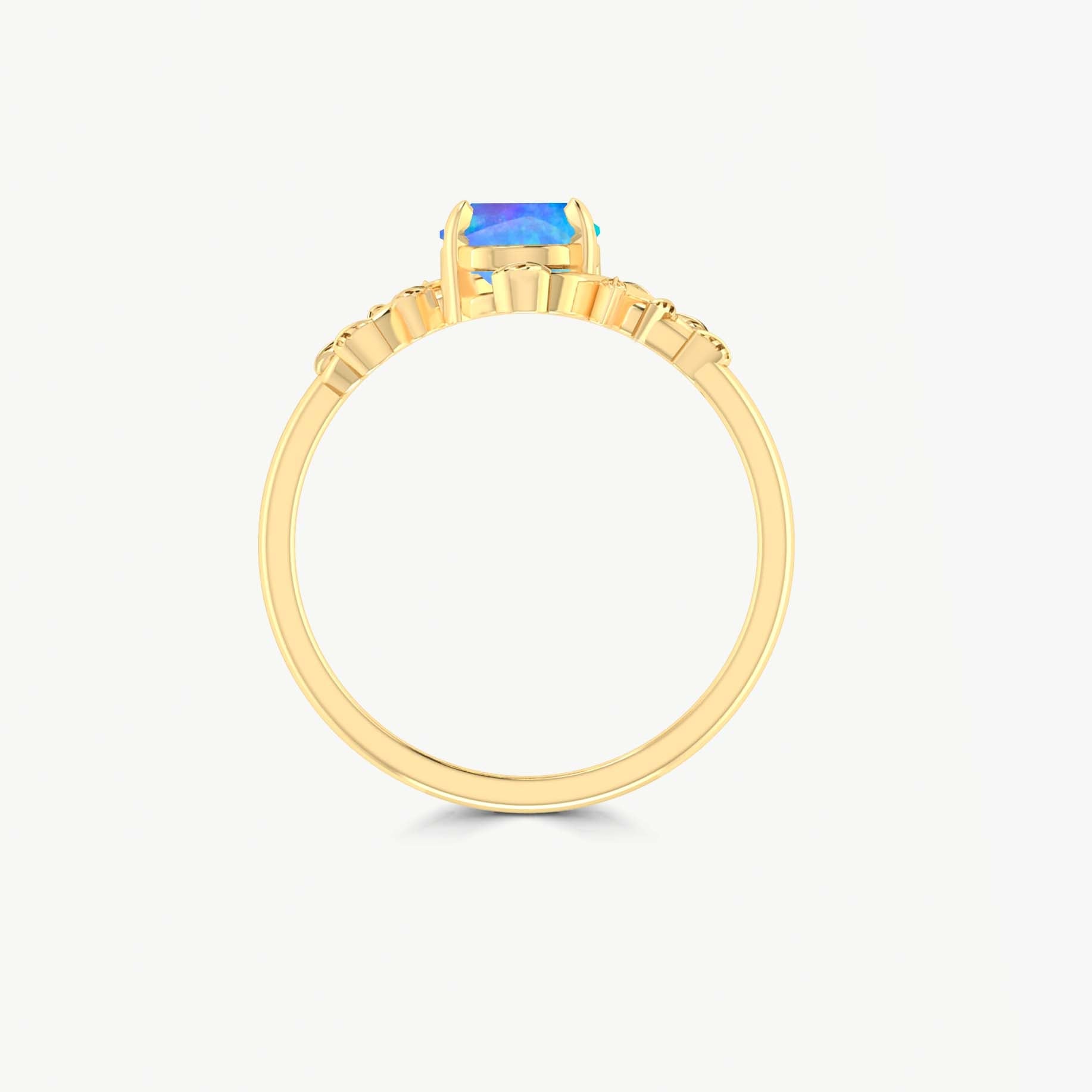 Natural Blue Opal Bypass Leaf Style Ring - Goodstone Jewels