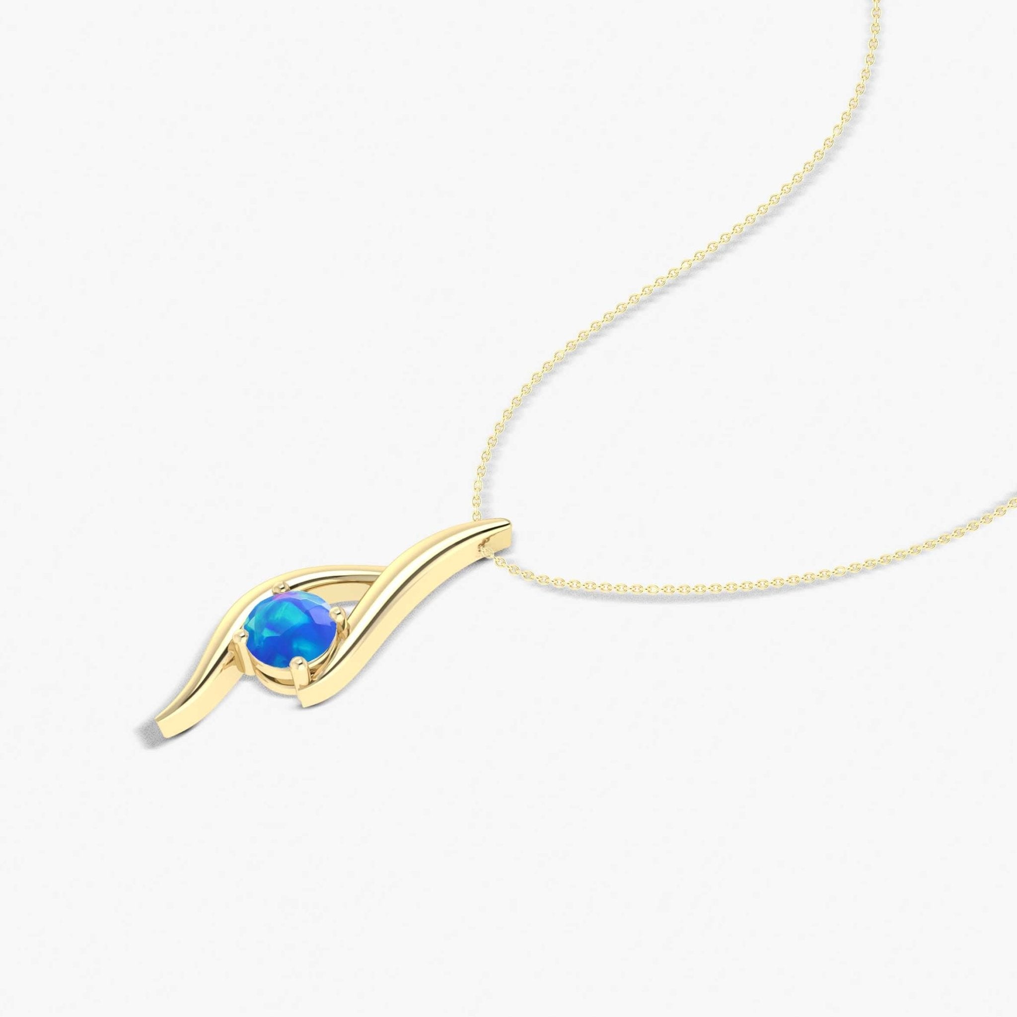 Natural Blue Opal Bypass Pendant Chain Necklace - Goodstone Jewels