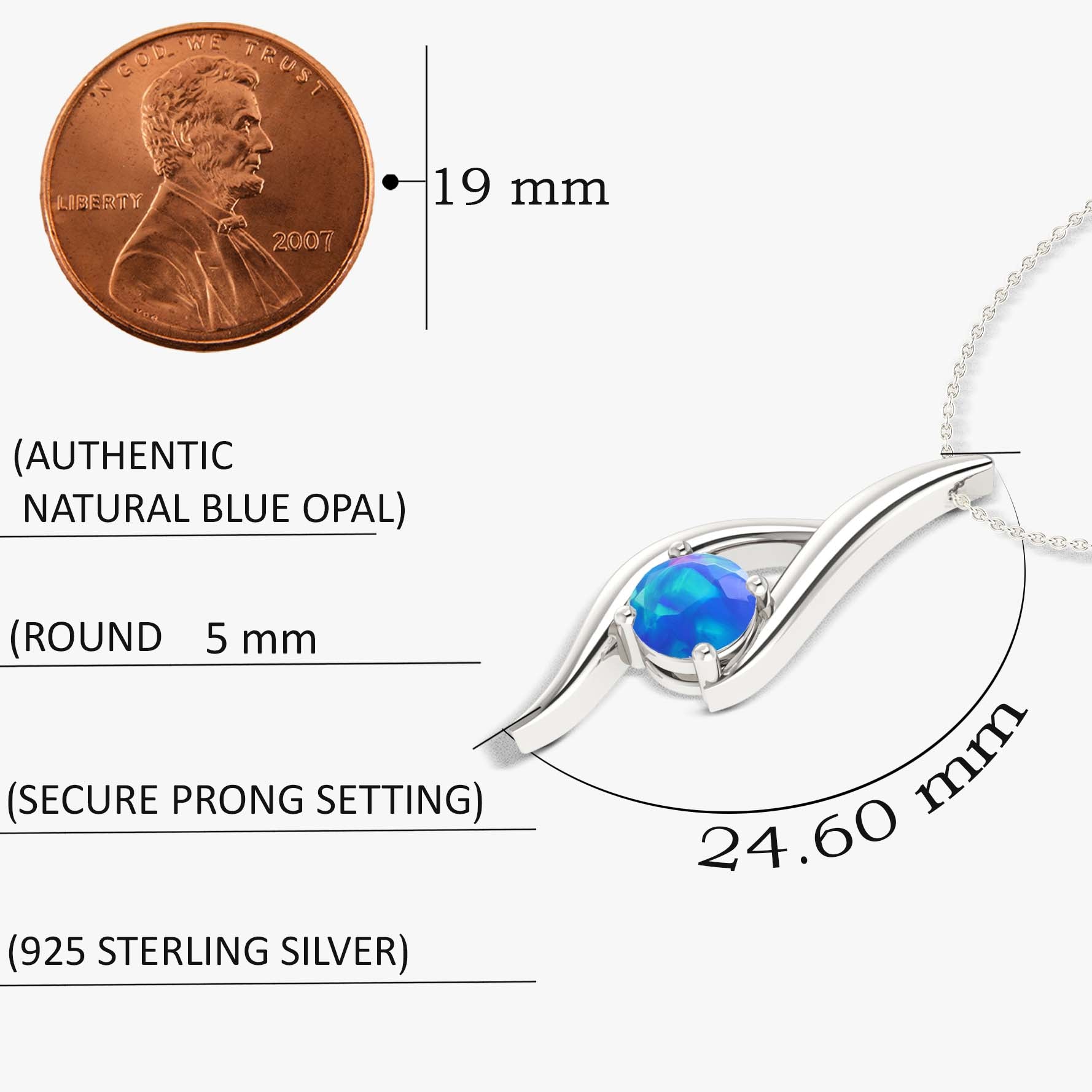 Natural Blue Opal Bypass Pendant Chain Necklace - Goodstone Jewels
