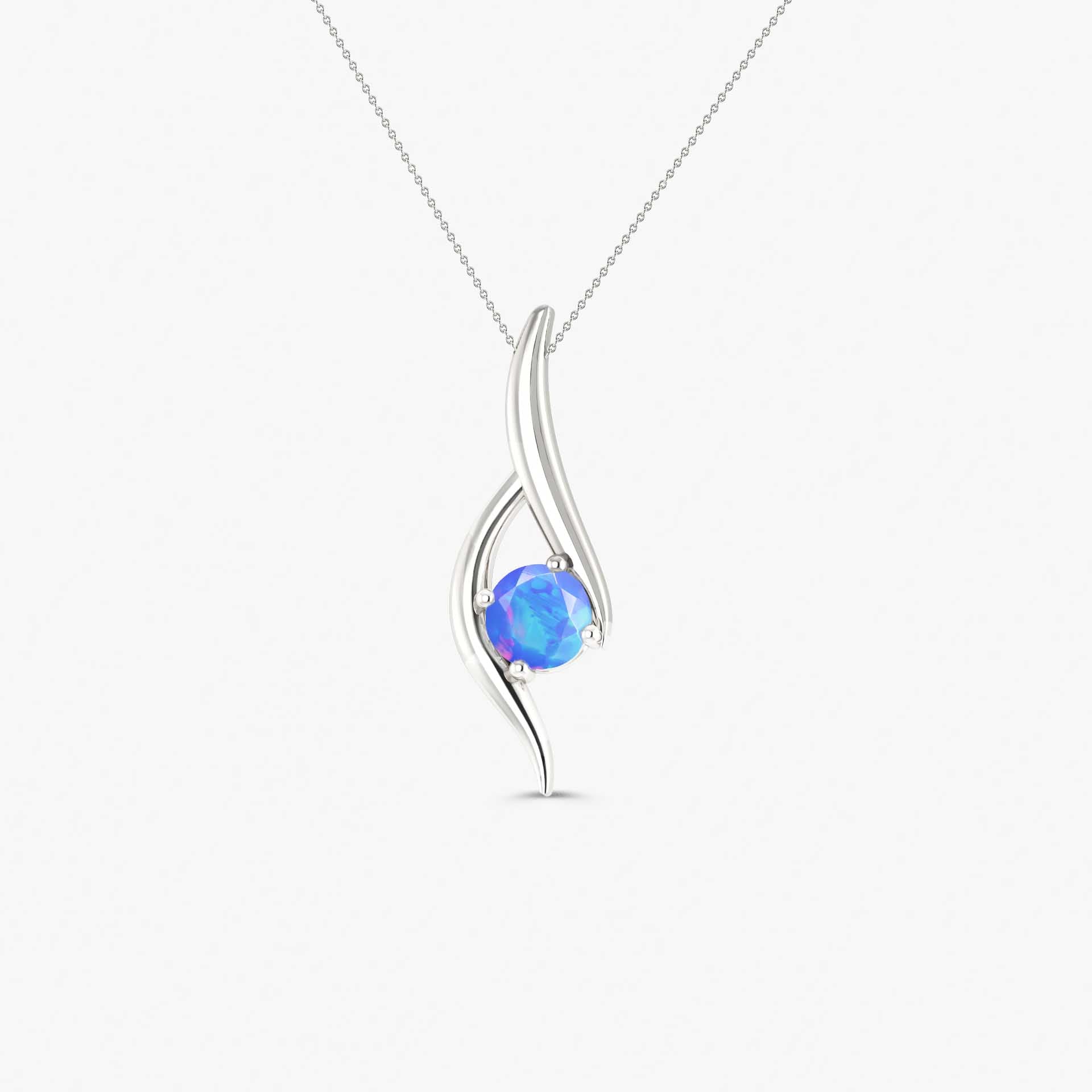 Natural Blue Opal Bypass Pendant Chain Necklace - Goodstone Jewels
