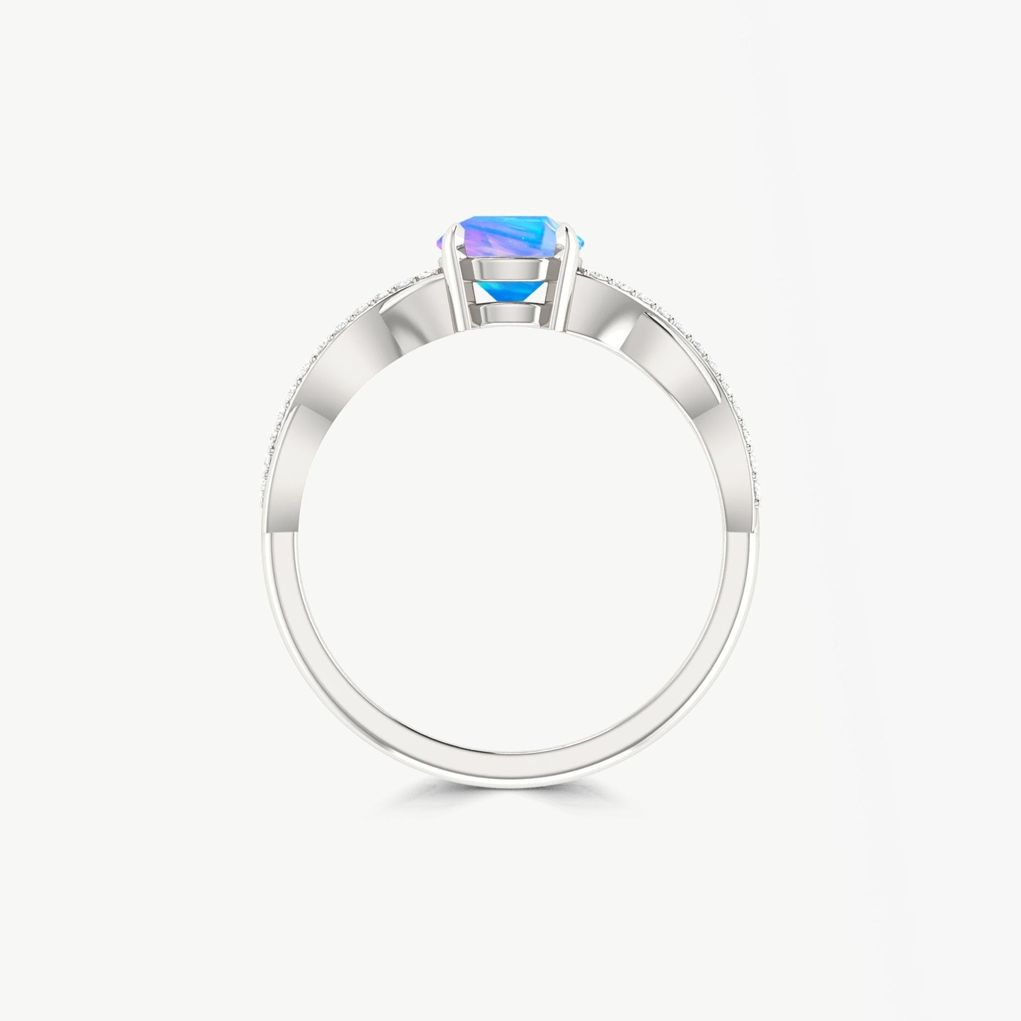 Natural Blue Opal Crossover Ring for Womens Birthstone Jewelry - Goodstone Jewels