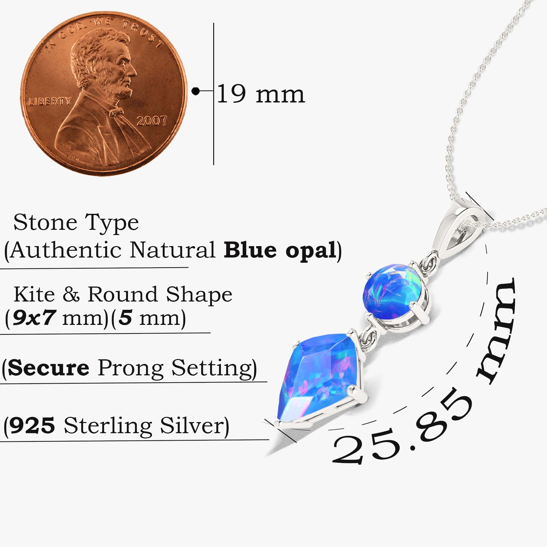 Natural Blue Opal Dual Stone Long Chain Pendant Necklace - Goodstone Jewels