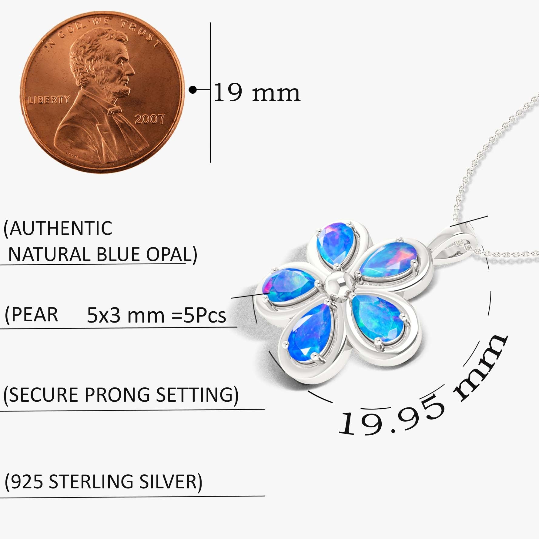 Natural Blue Opal Flower Style Pendant Chain Necklace - Goodstone Jewels