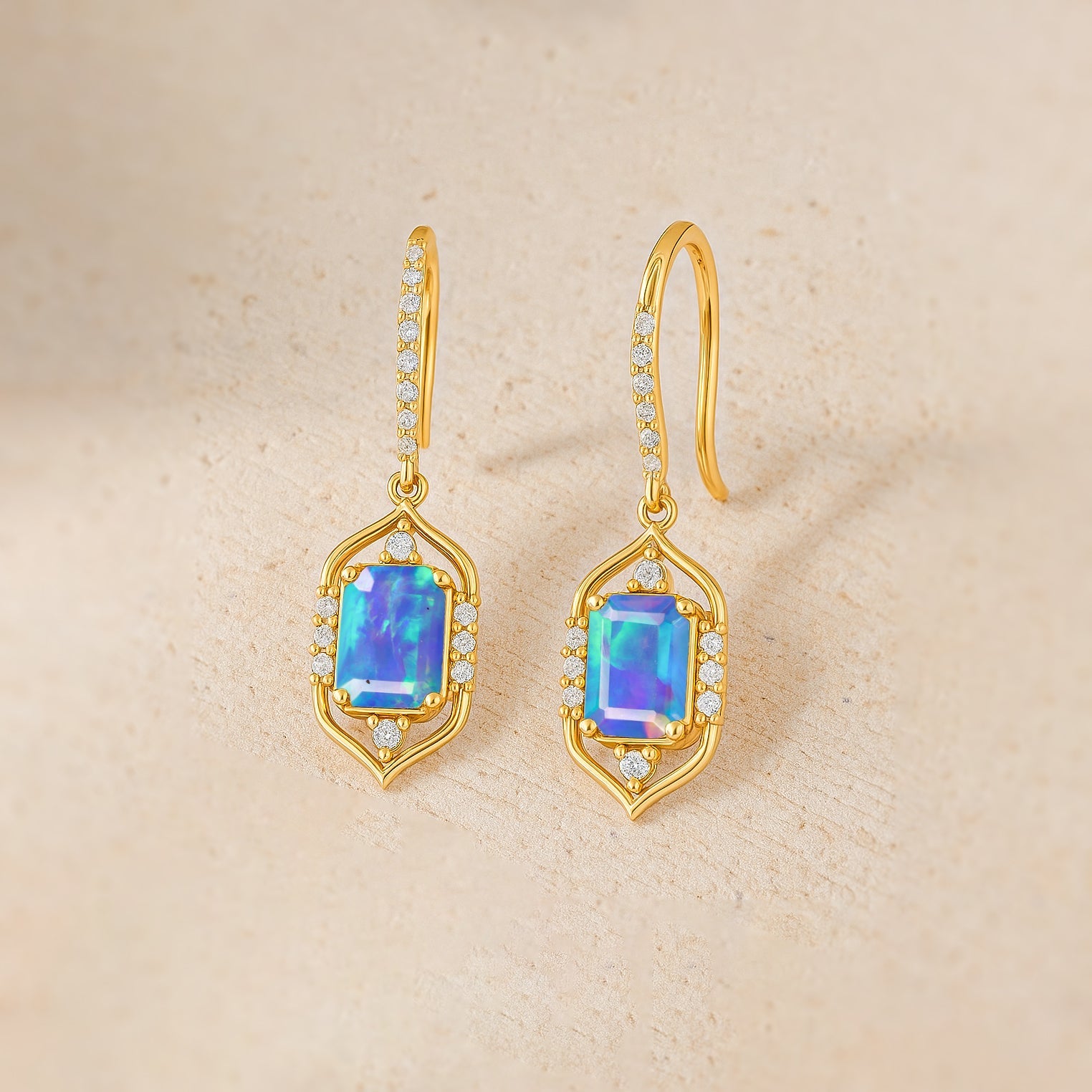Stylish opal earrings with rainbow shine – Lightweight drop design for daily wear, USA