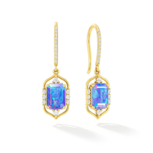 Elegant Blue Opal Earrings in 925 Sterling Silver