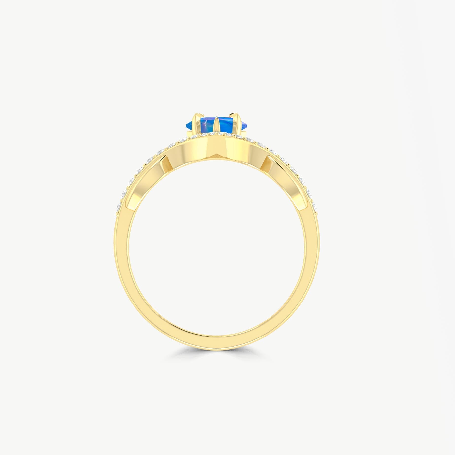 Natural Blue Opal Kite Shape Wishbone Ring - Goodstone Jewels