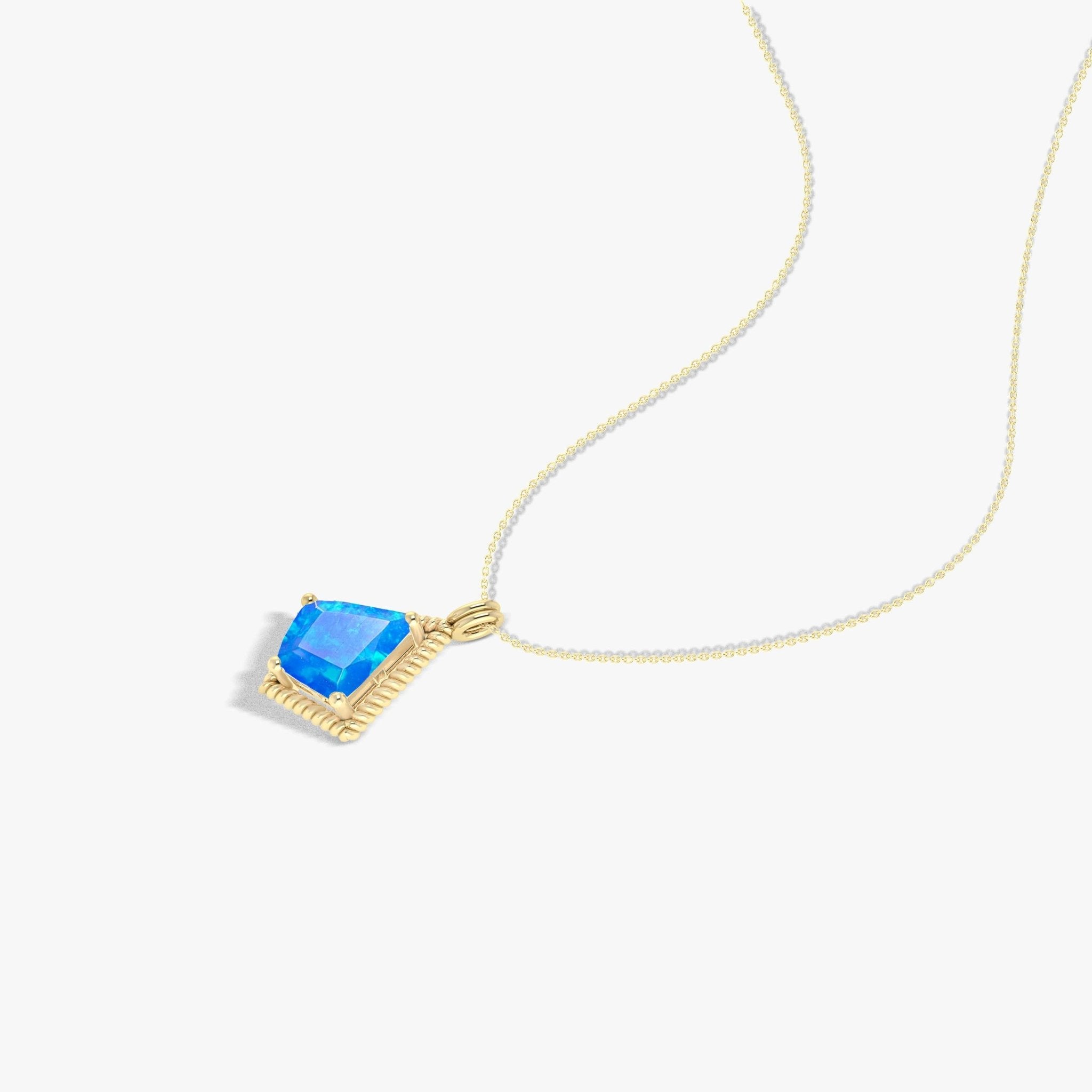 Natural Blue Opal Kite Style Chain Pendant Necklace - Goodstone Jewels
