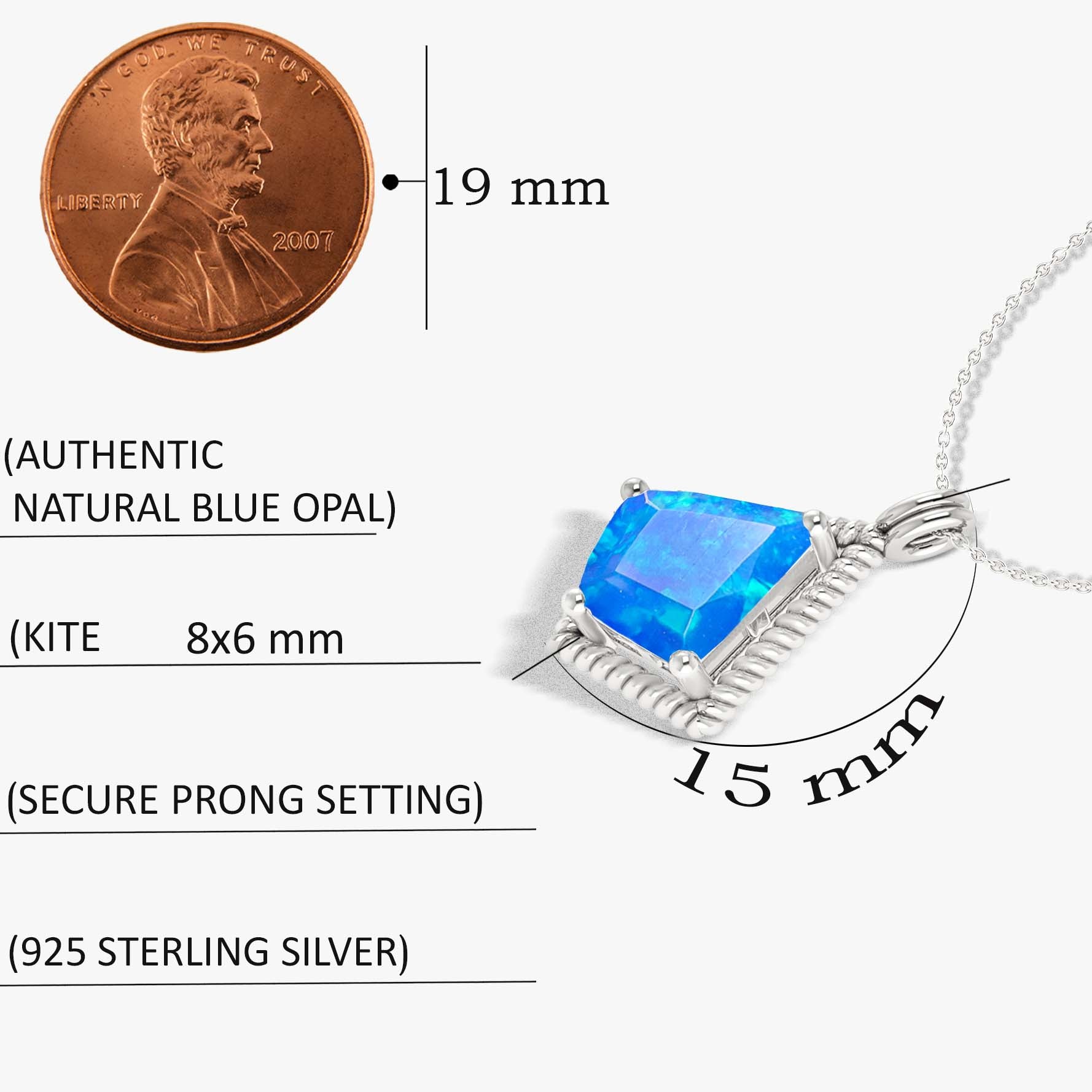 Natural Blue Opal Kite Style Chain Pendant Necklace - Goodstone Jewels