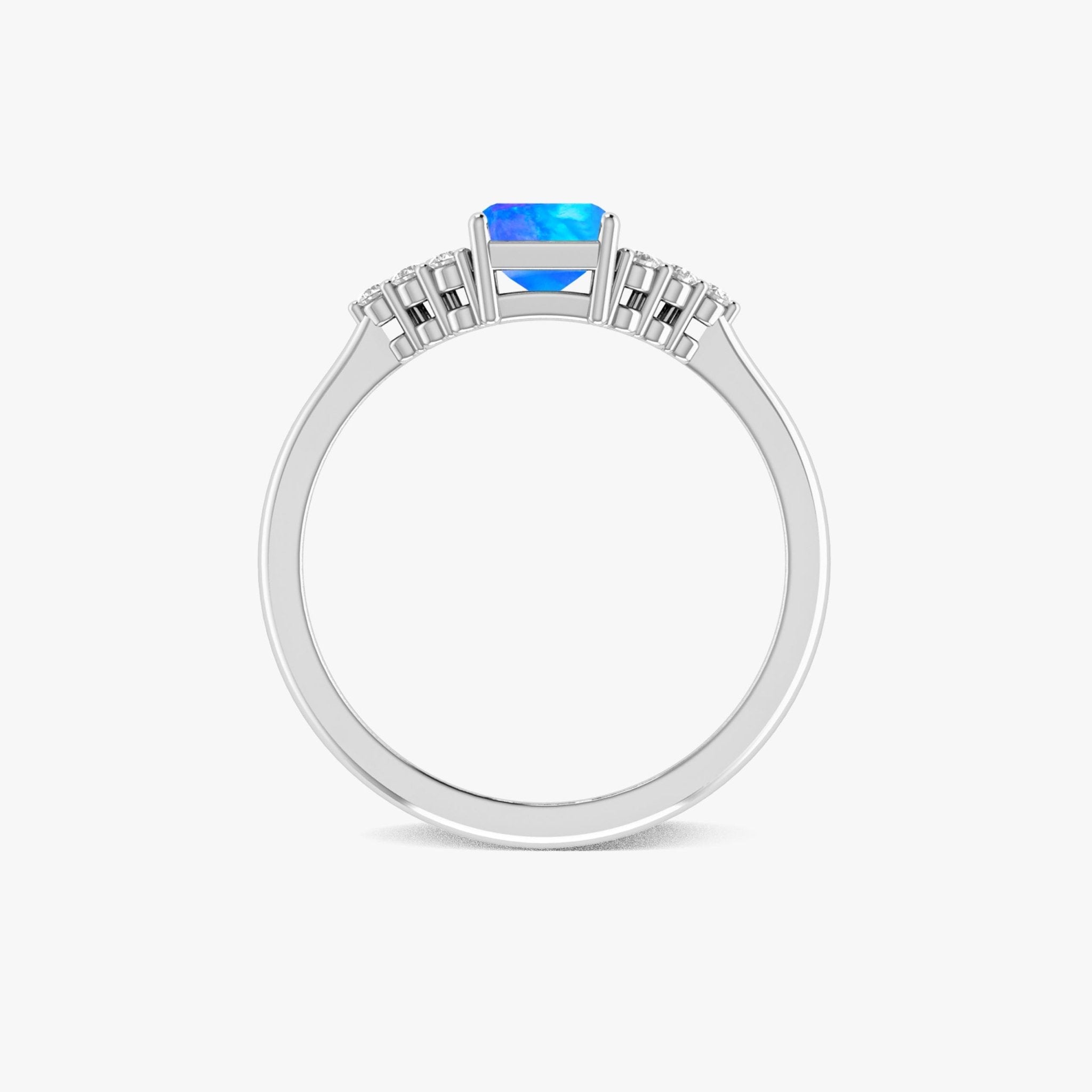 Natural Blue Opal Octagon Stone Solitaire Ring in Yellow Gold Filled & Sterling Silver - Goodstone Jewels