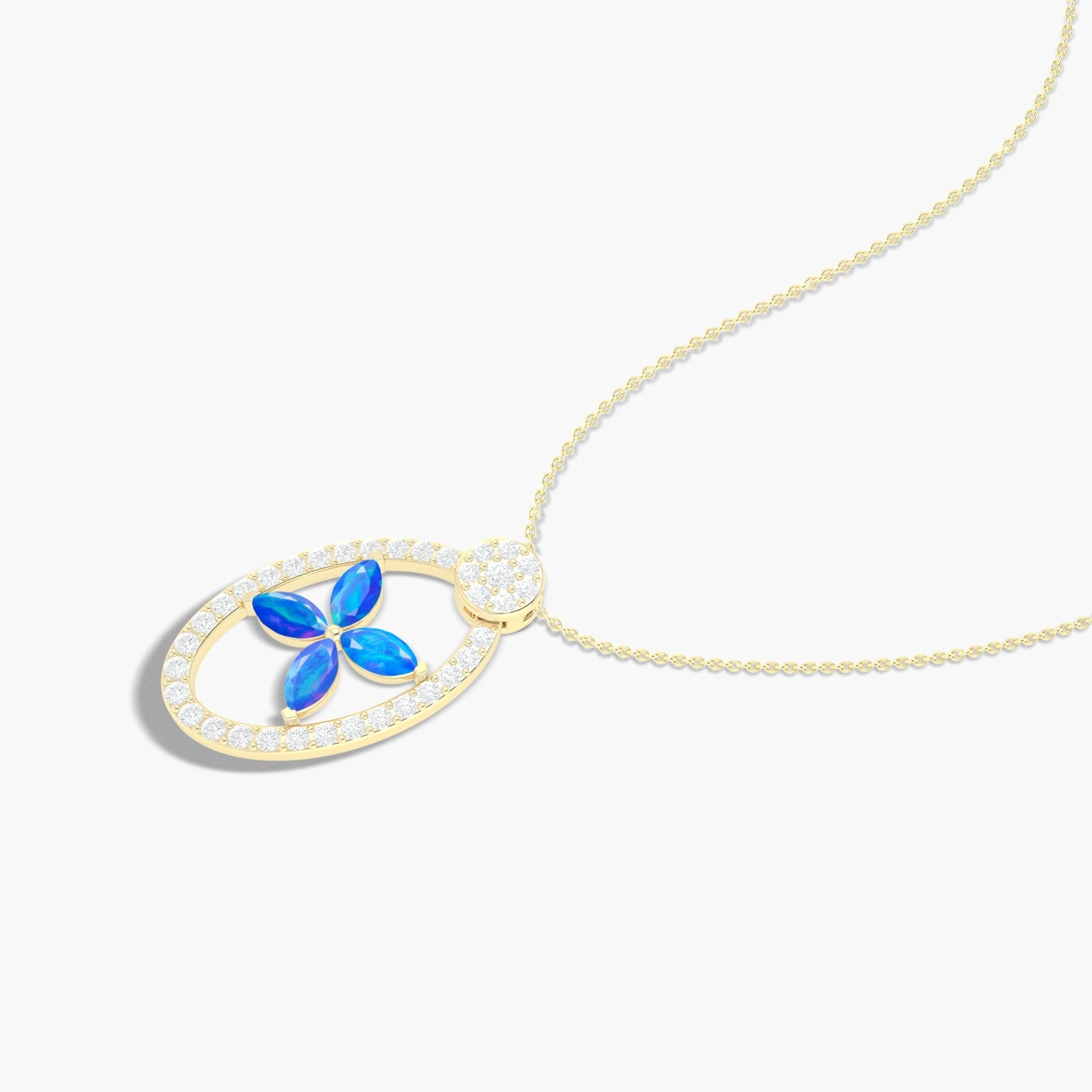 Natural Blue Opal OX Style Charm Pendant Necklace - Goodstone Jewels