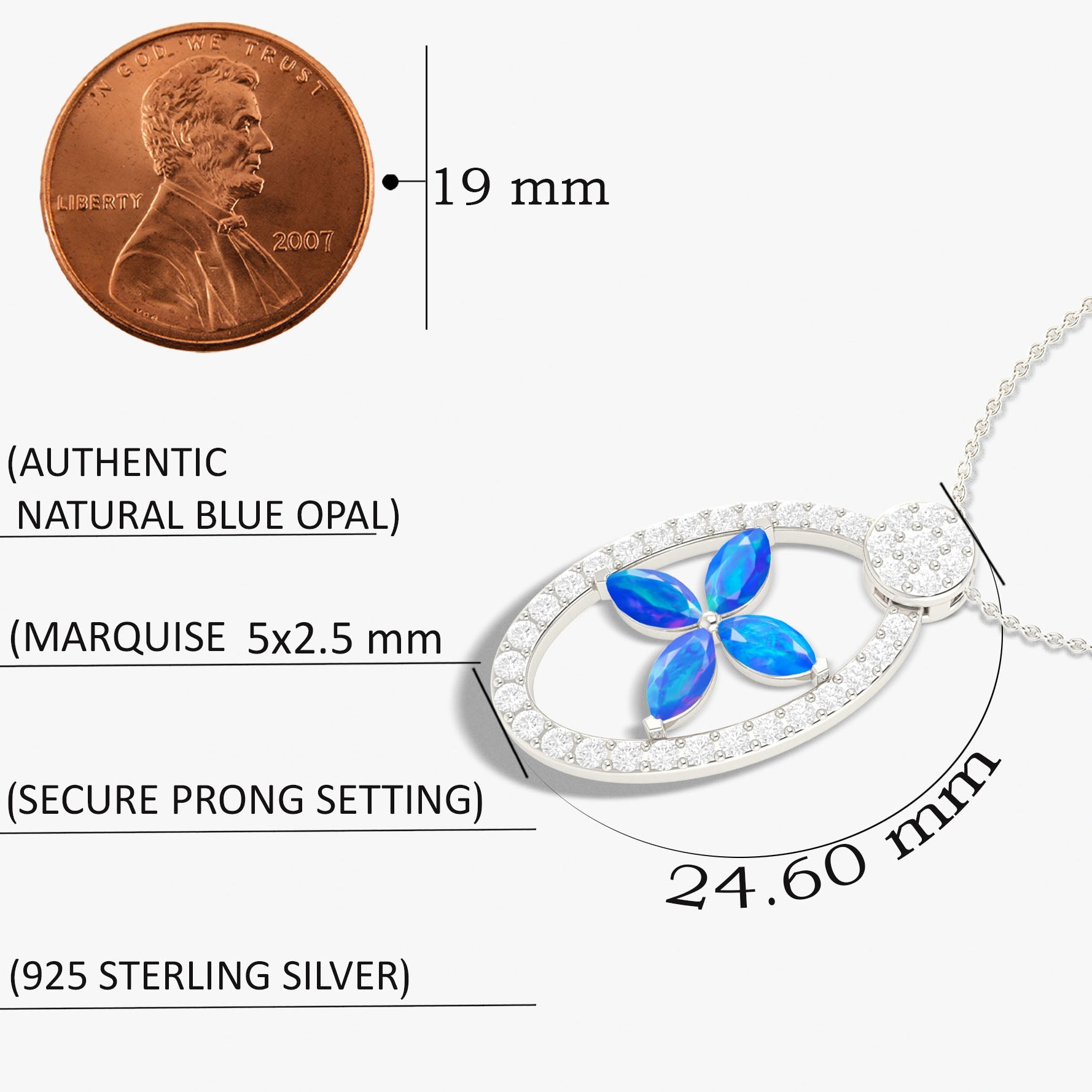 Natural Blue Opal OX Style Charm Pendant Necklace - Goodstone Jewels
