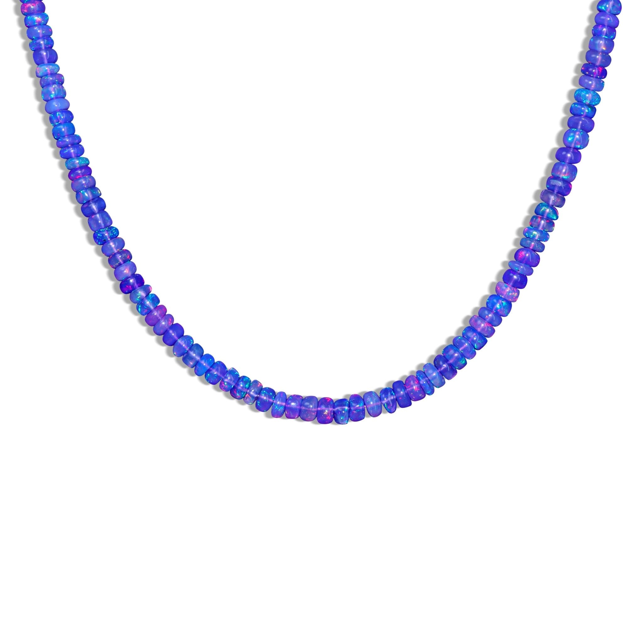 Natural Blue Opal Plain Beaded Necklace for Women - Goodstone Jewels