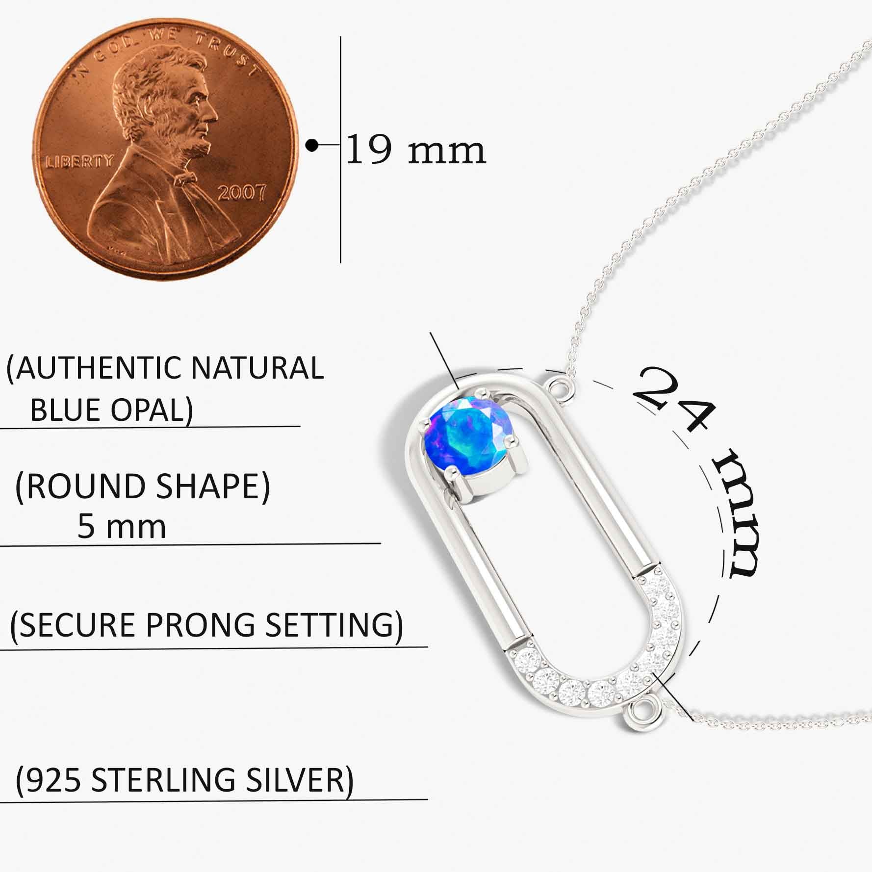 Natural Blue Opal Rectangle Style Chain Pendant Necklace - Goodstone Jewels