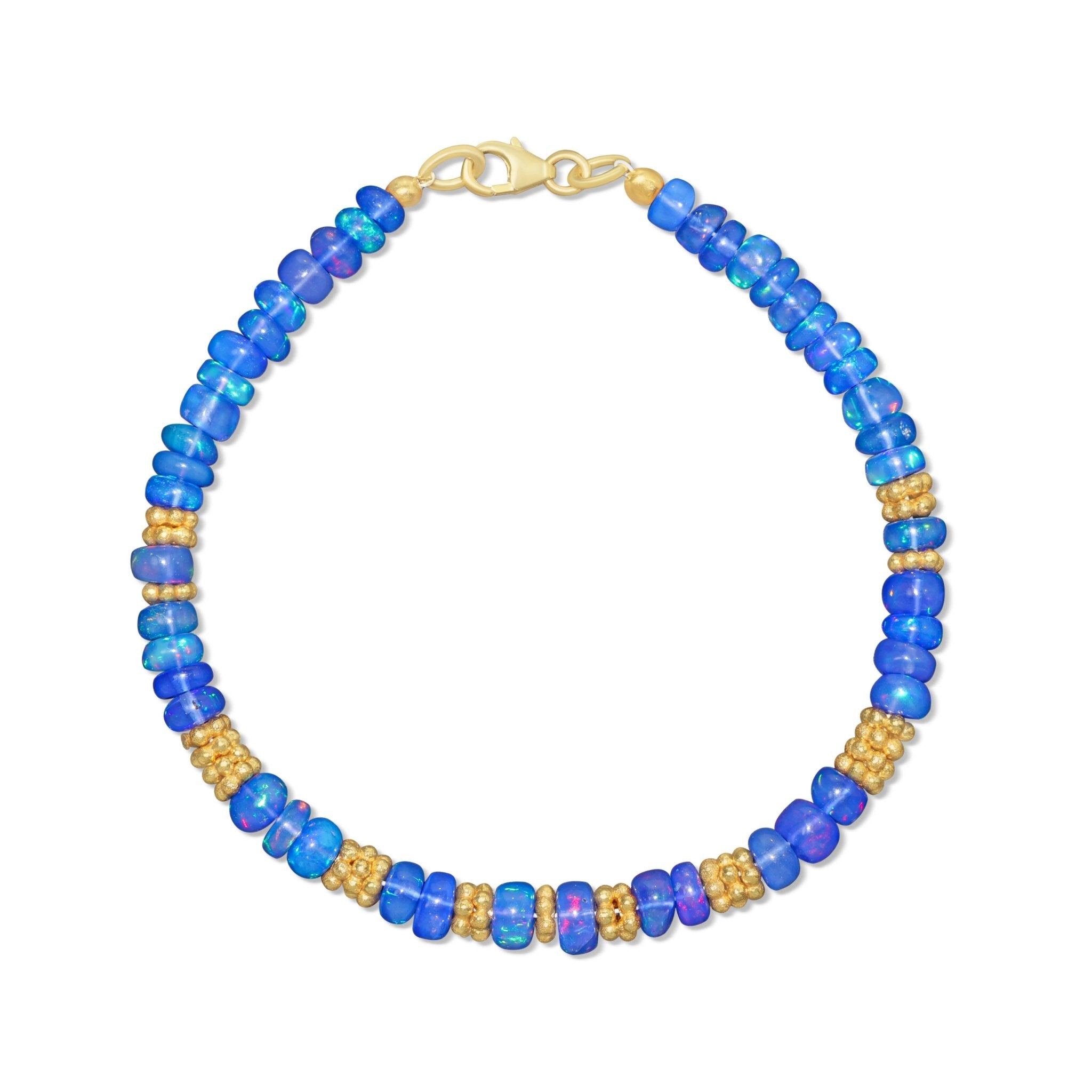 Natural Blue Opal Separator Beaded Bracelet - Goodstone Jewels