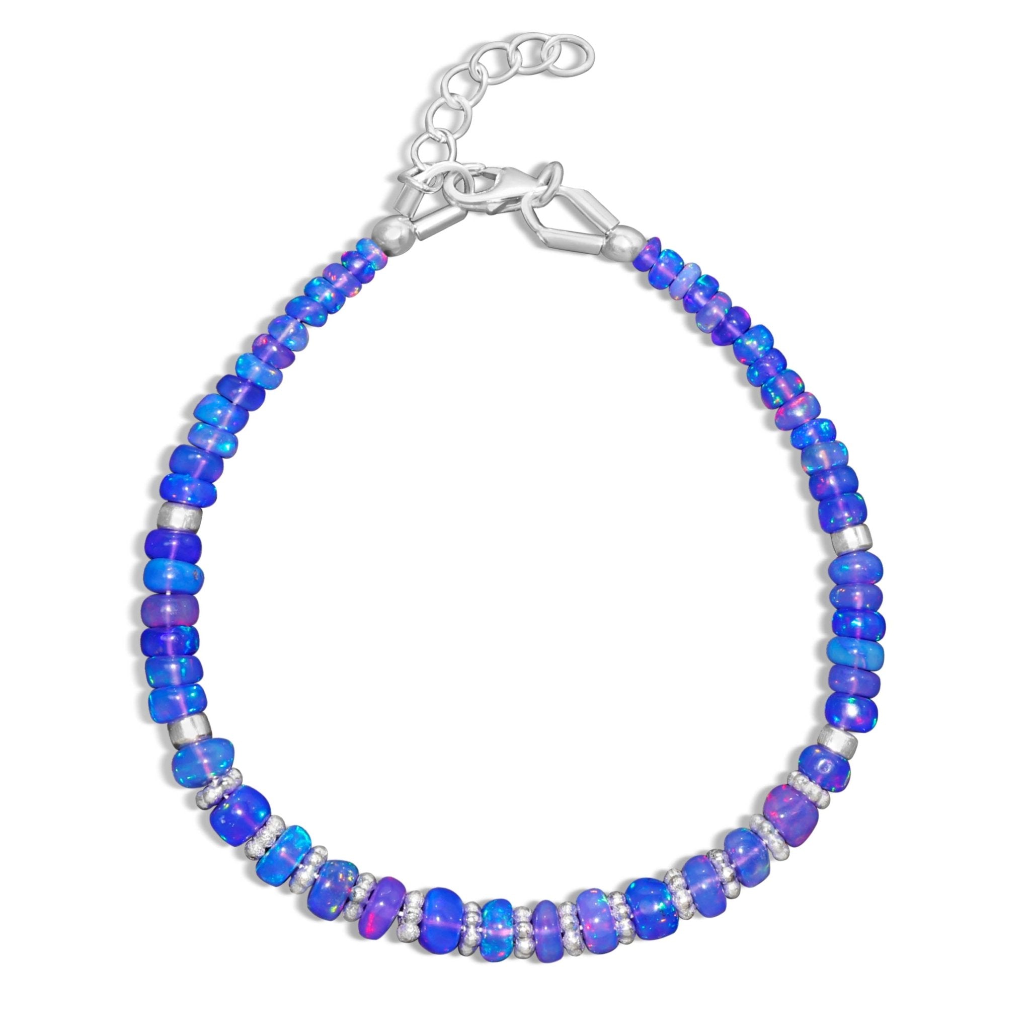 Natural Blue Opal Separator Rondelle Beaded Bracelet - Goodstone Jewels