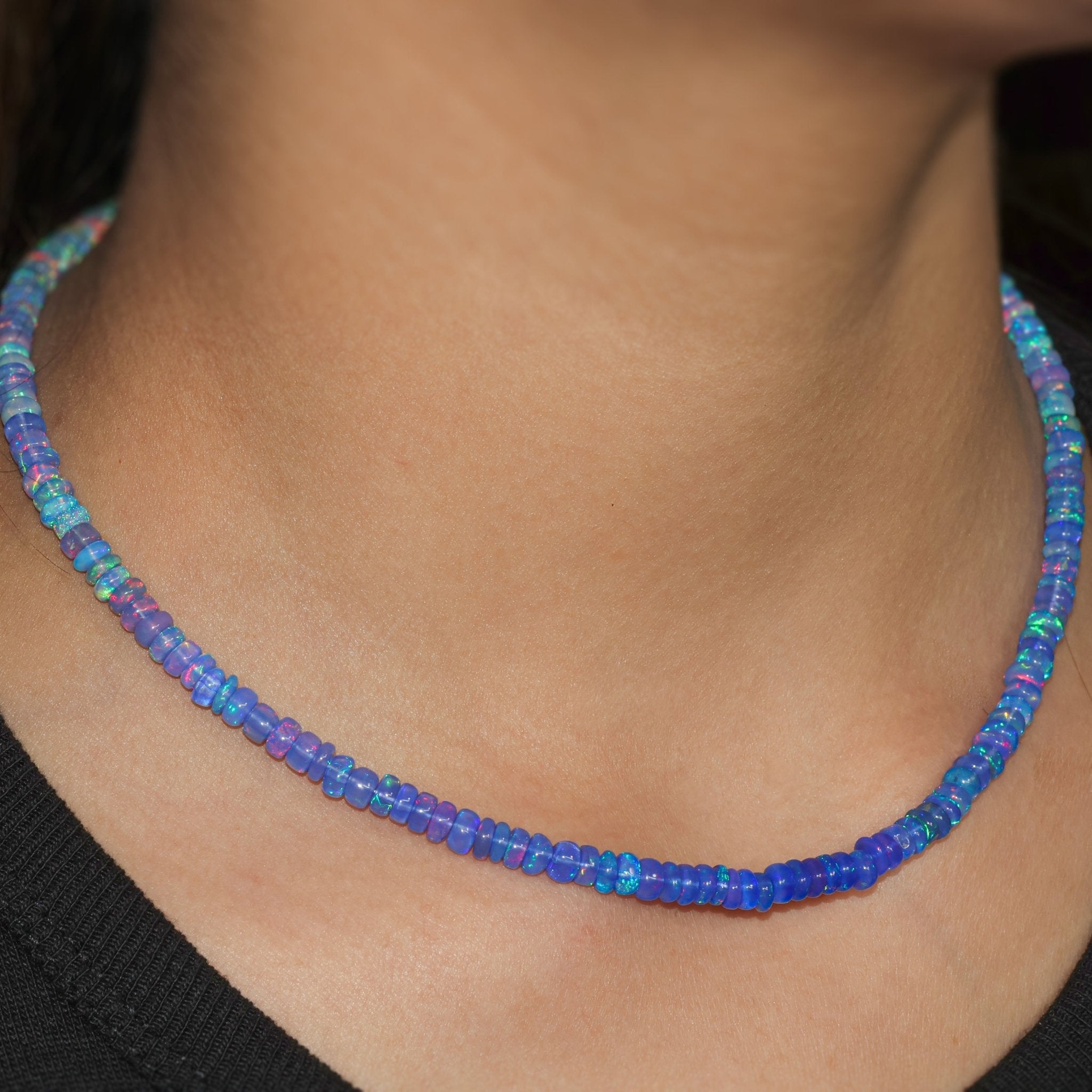 Natural Blue Opal Shades Beaded Necklace for Women - Goodstone Jewels