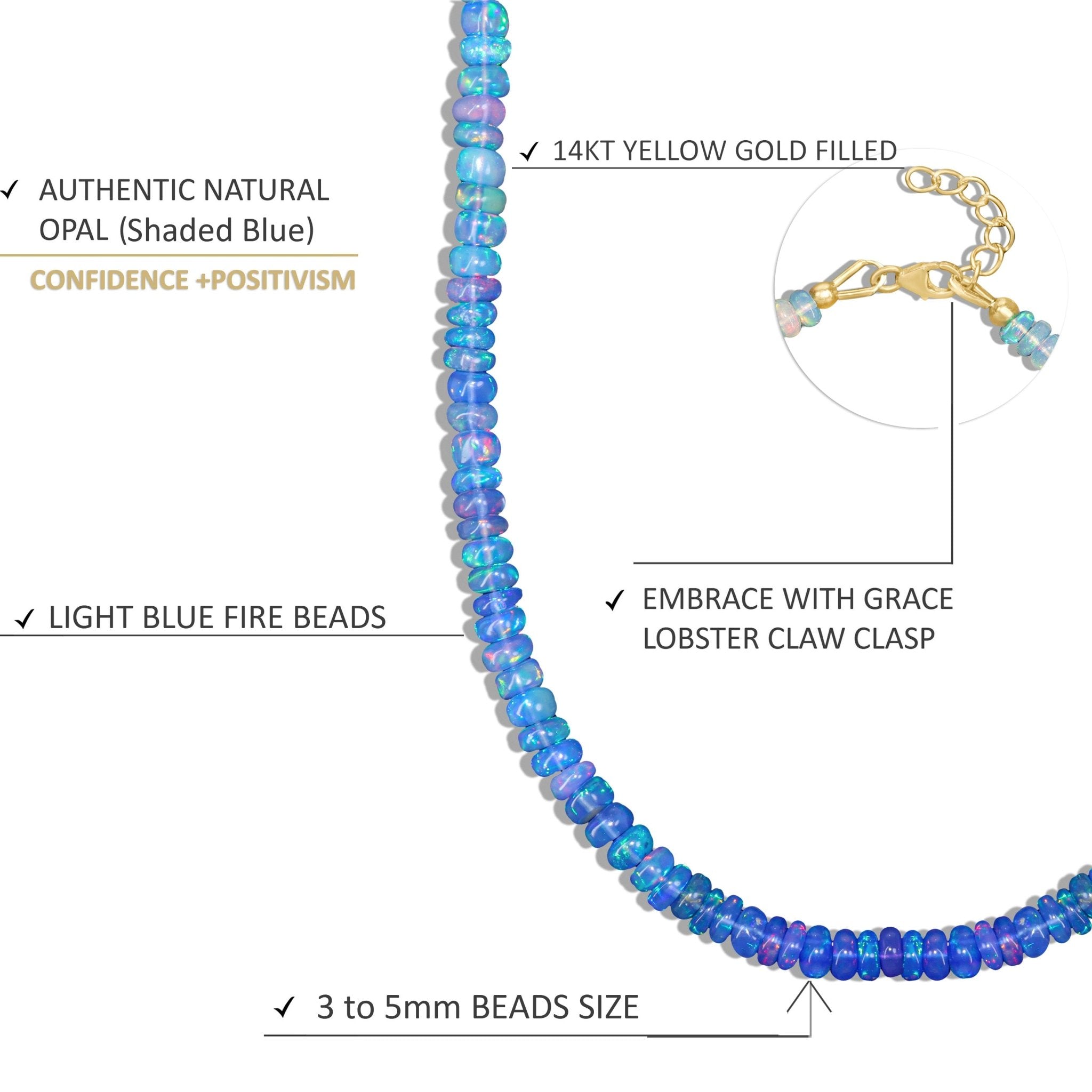 Natural Blue Opal Shades Beaded Necklace for Women - Goodstone Jewels
