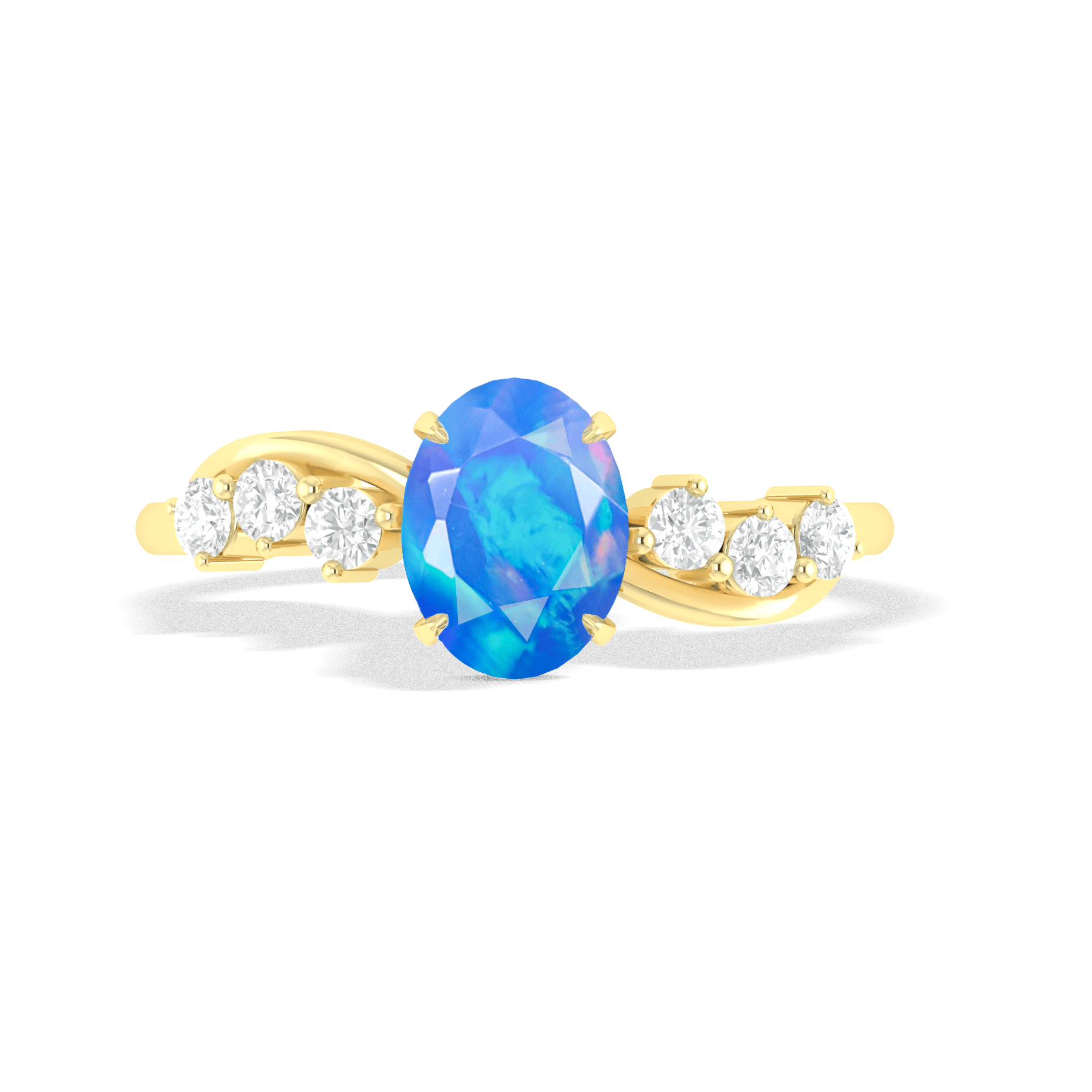 Natural Blue Opal Solitaire with Accents Ring with Gold Filled & Sterling Silver - Goodstone Jewels