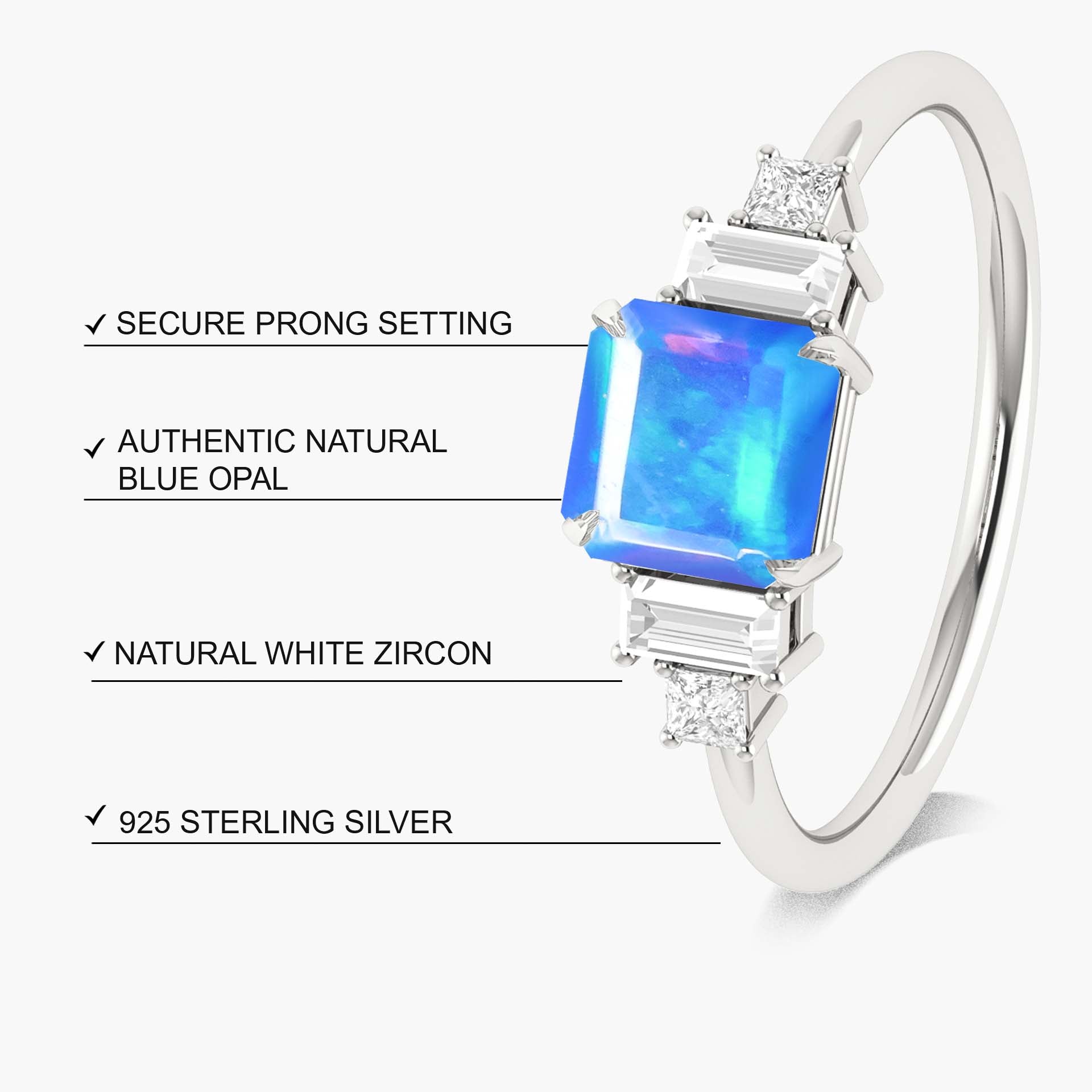 Natural Blue Opal Statement Ring in Yellow Gold Filled and Sterling Silver - Goodstone Jewels