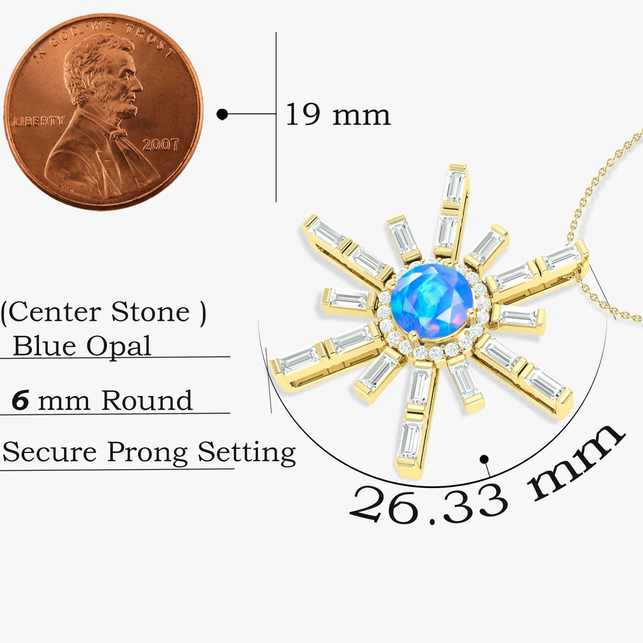 Natural Blue Opal Sun Charm Pendant Necklace - Goodstone Jewels