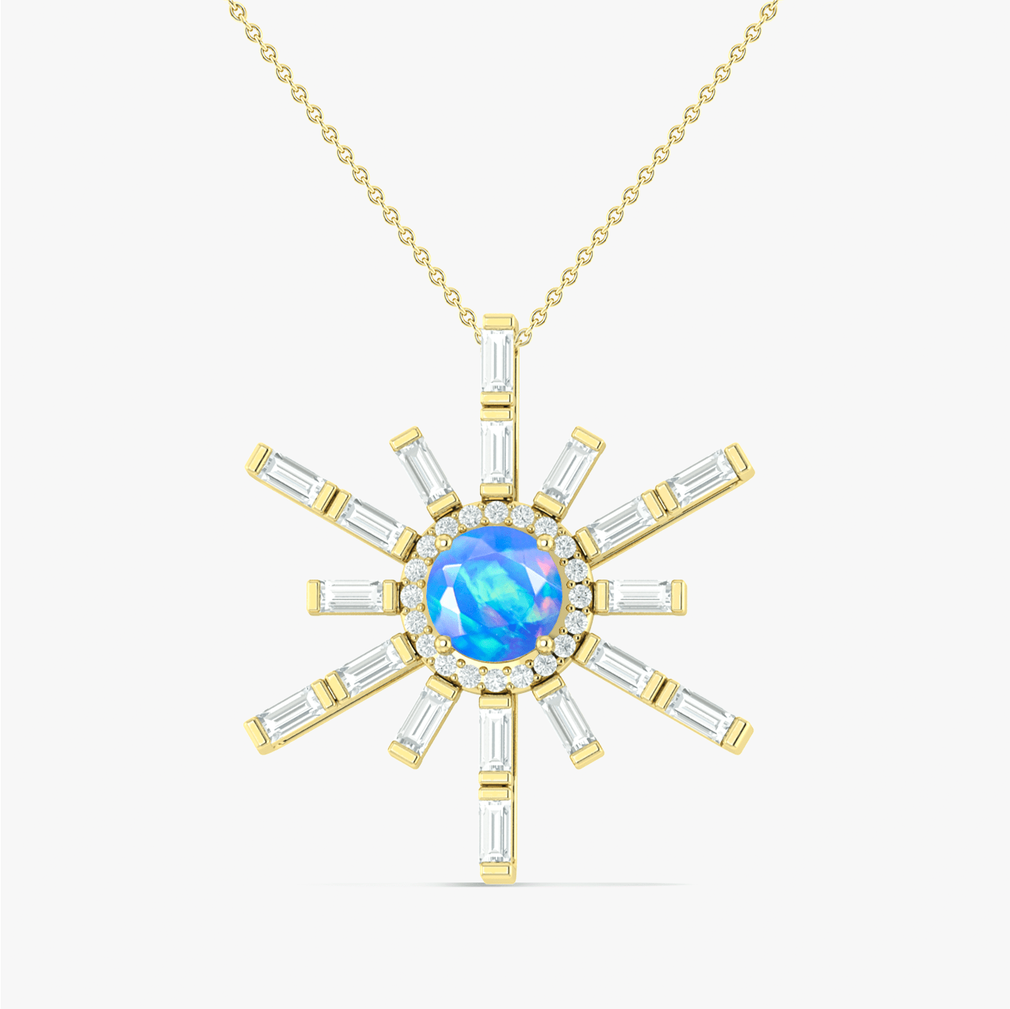 Natural Blue Opal Sun Charm Pendant Necklace - Goodstone Jewels
