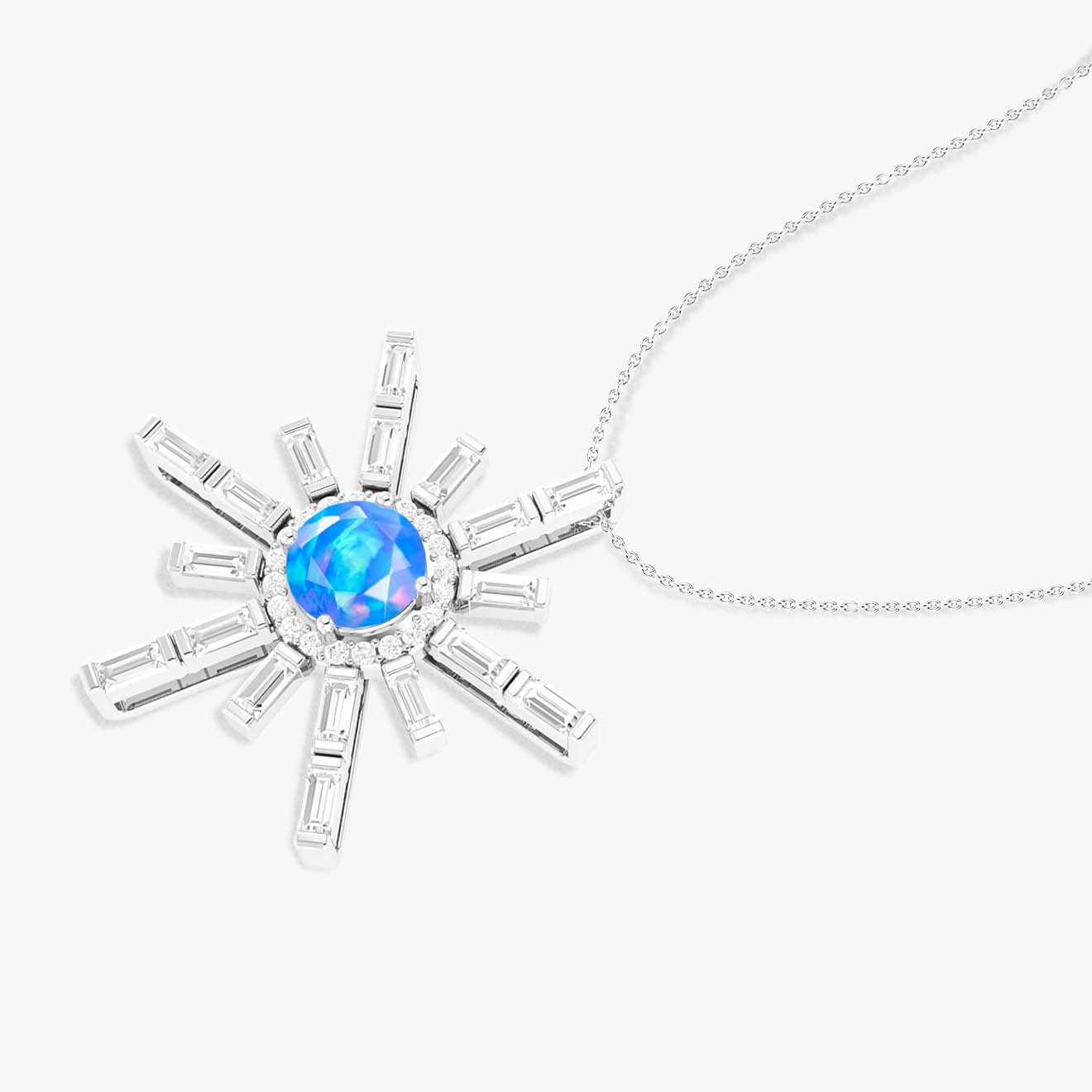 Natural Blue Opal Sun Charm Pendant Necklace - Goodstone Jewels