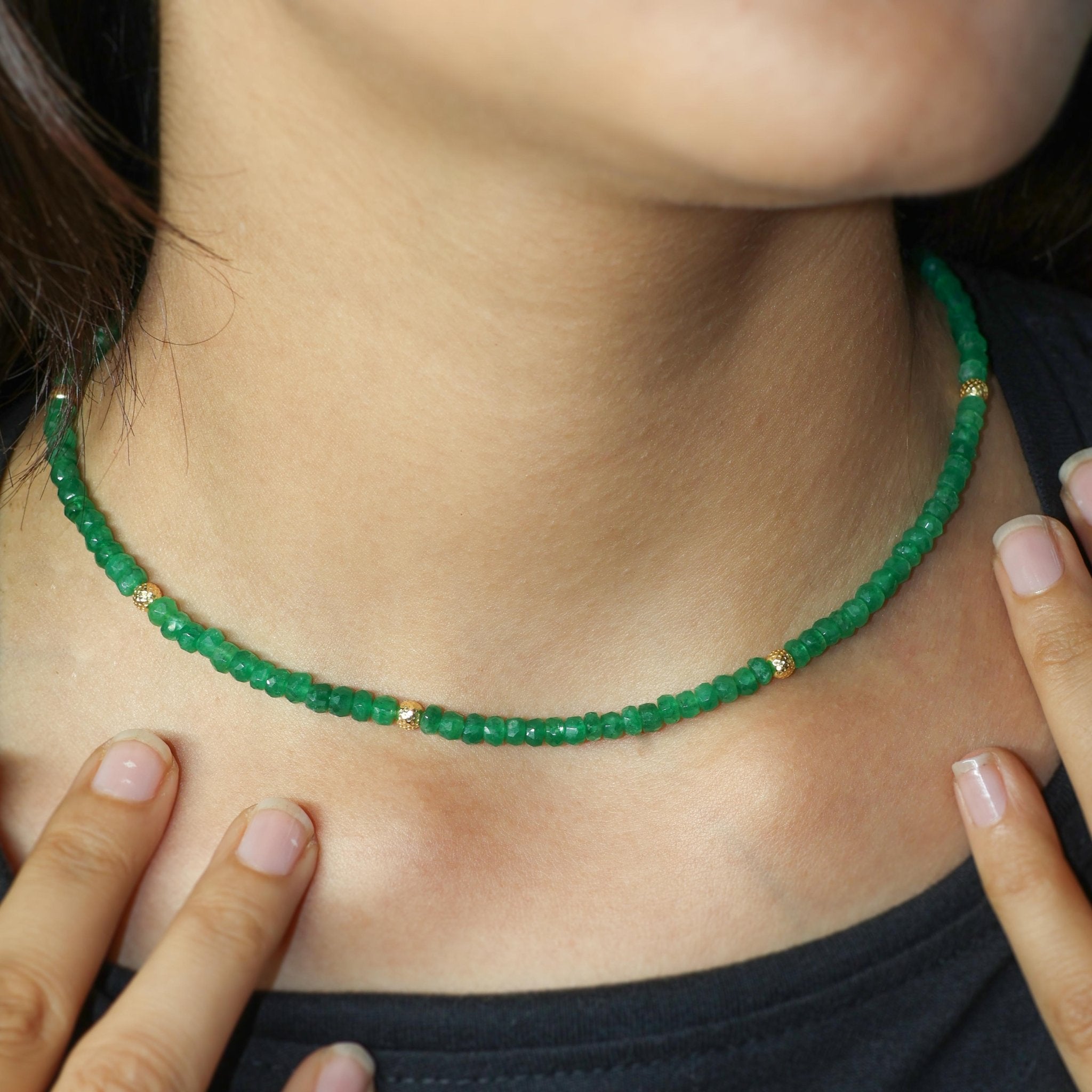 Natural Emerald Beaded Necklace for Women - Goodstone Jewels