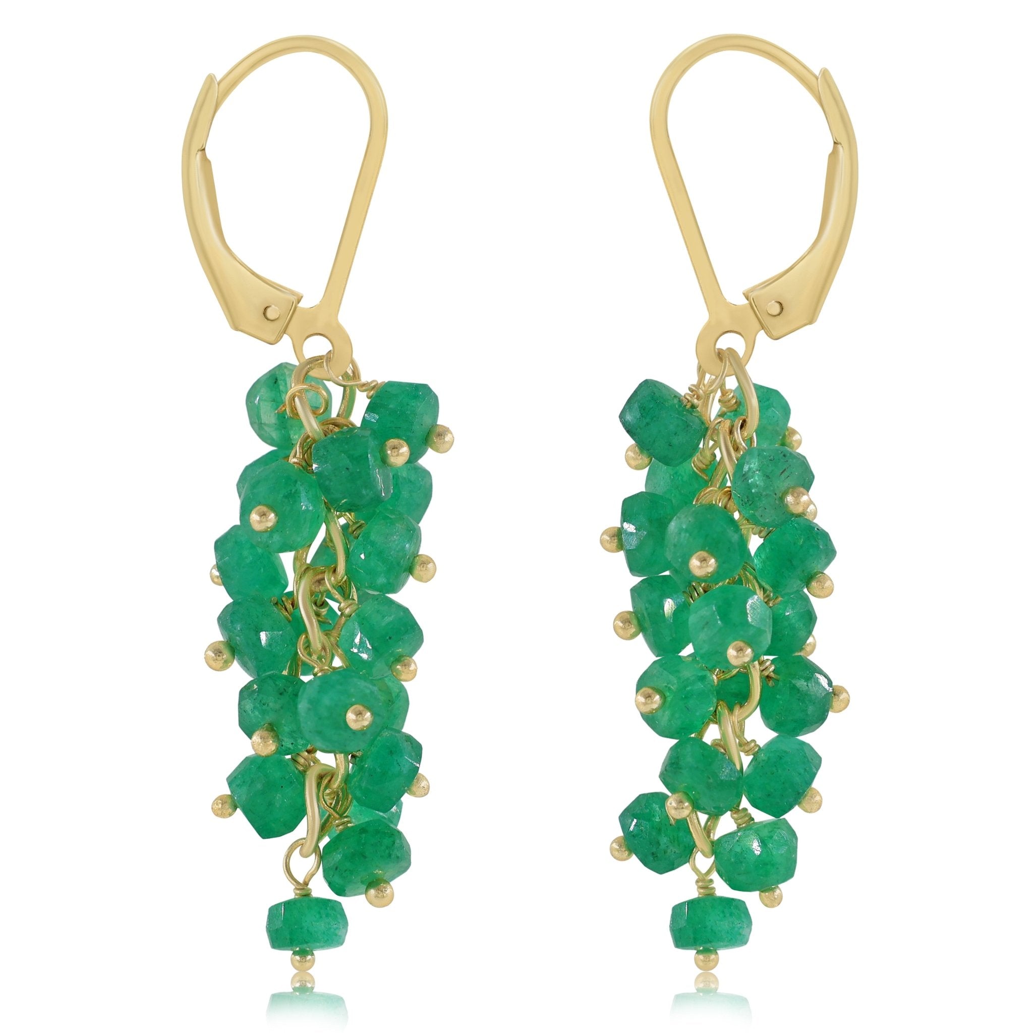 Natural Emerald Faceted Beads Cluster Earrings for Her - Goodstone Jewels