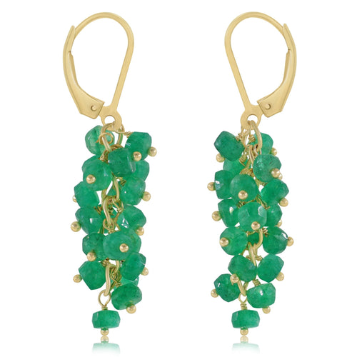 Emerald Earrings for Women | Faceted Beads Cluster