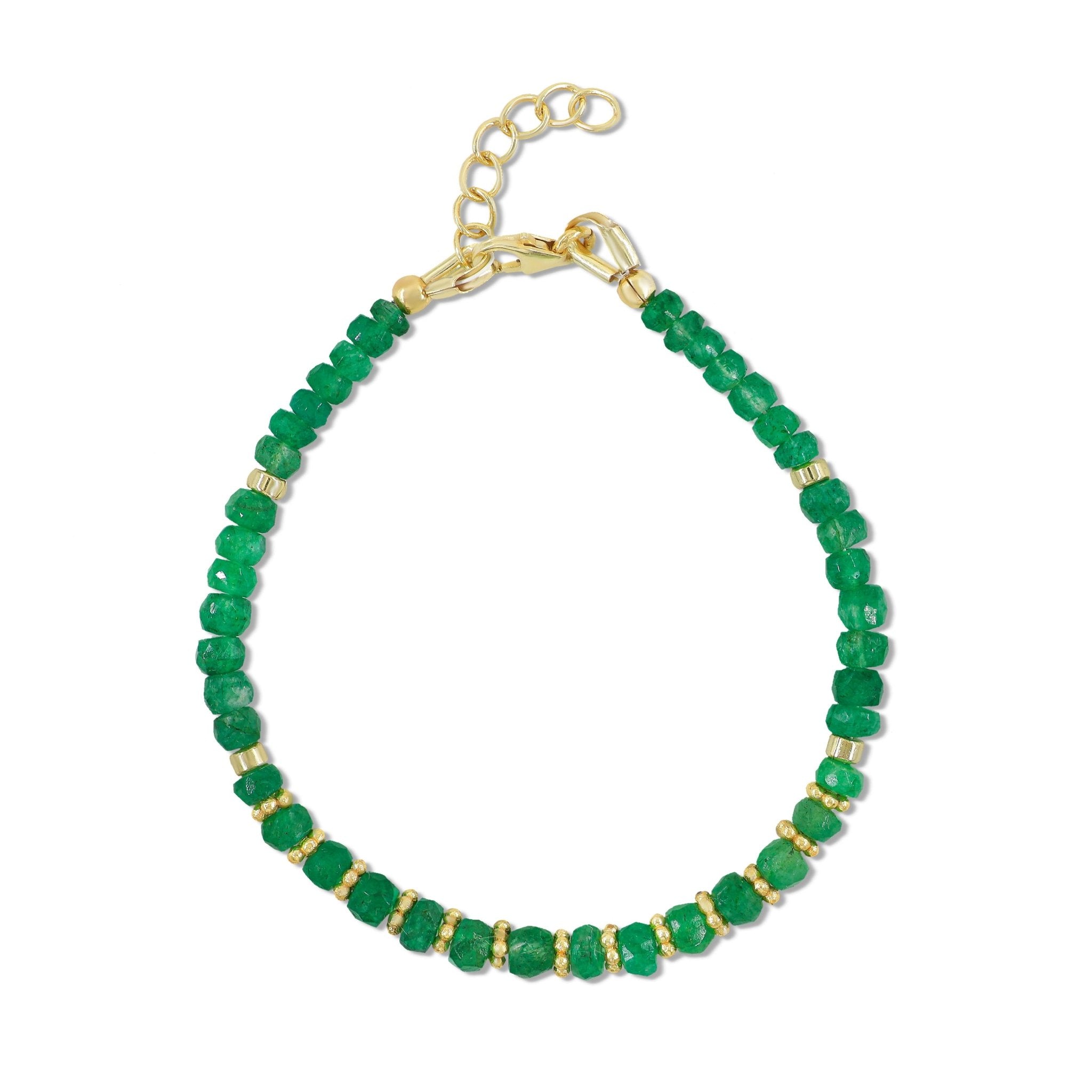 Natural Emerald Separator Rondelle Beaded Bracelet - Goodstone Jewels