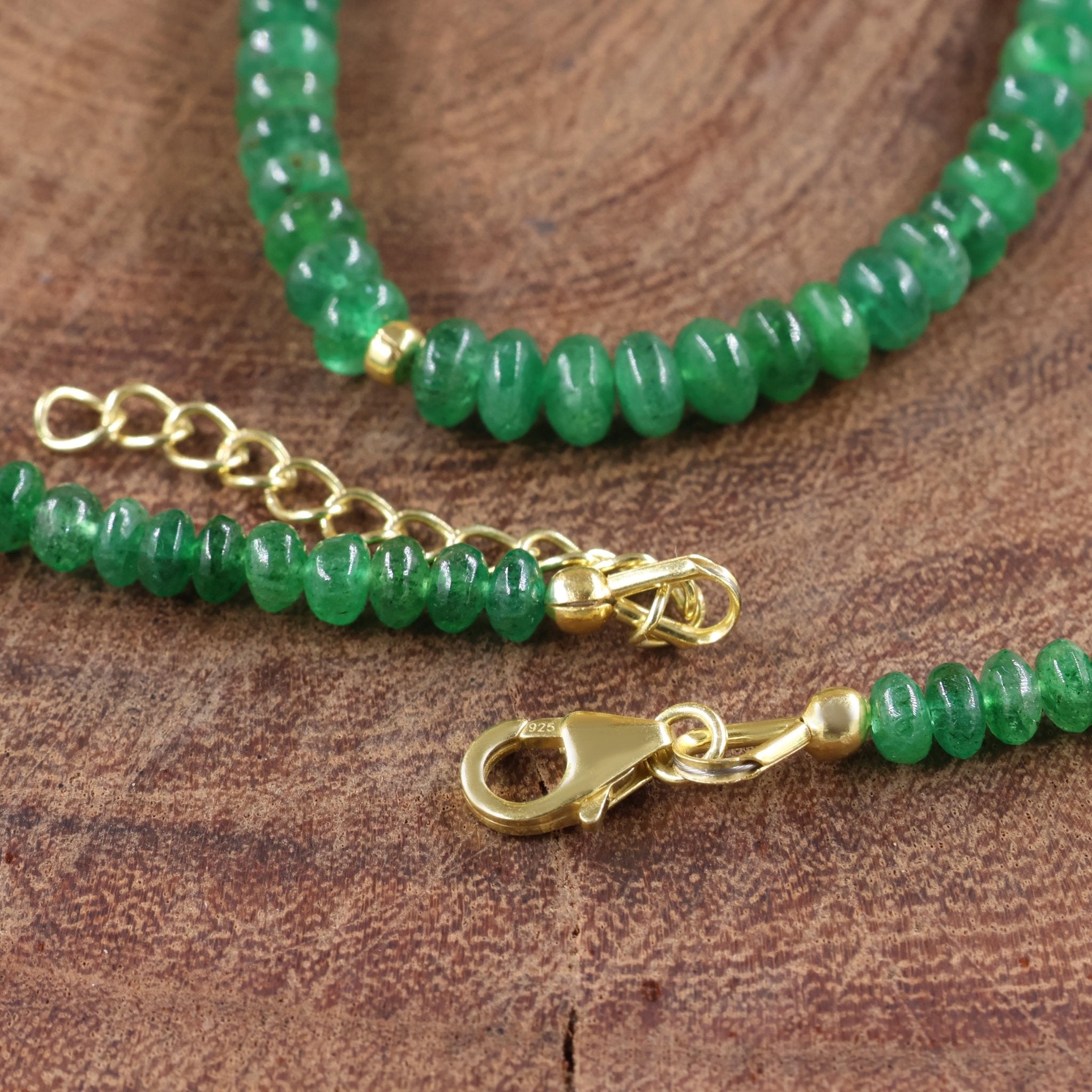 Natural Emerald Smooth Beaded Handmade Necklace for Women - Goodstone Jewels