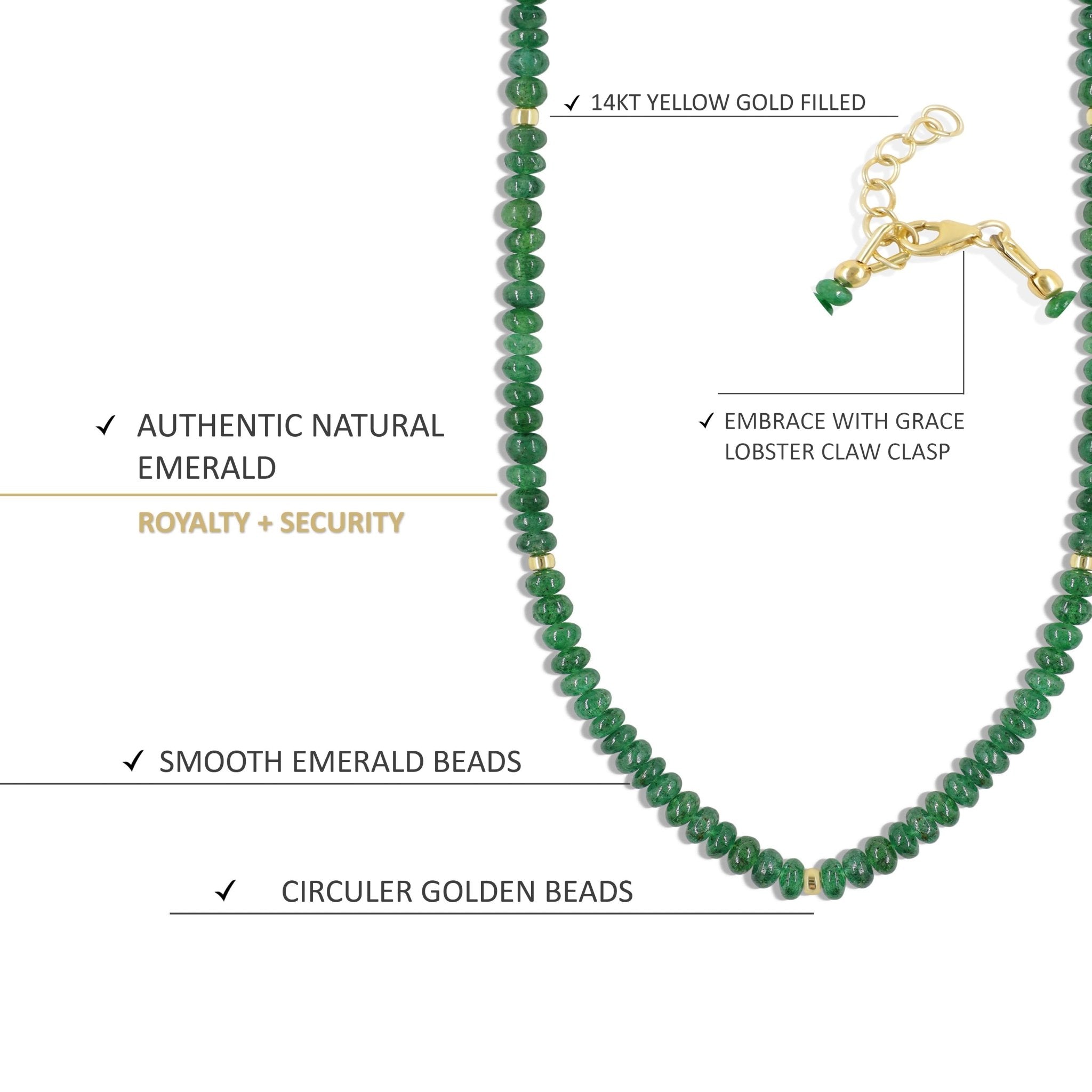 Natural Emerald Smooth Beaded Handmade Necklace for Women - Goodstone Jewels