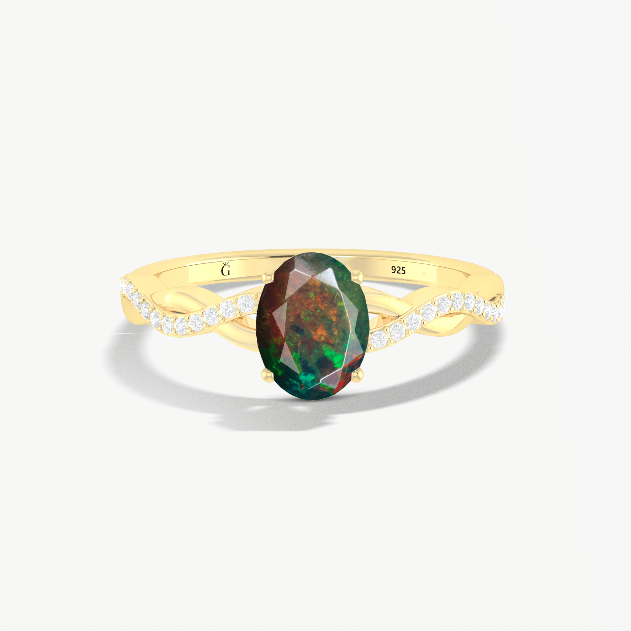 Natural fire Black Ethiopian opal Engagement ring - Goodstone Jewels