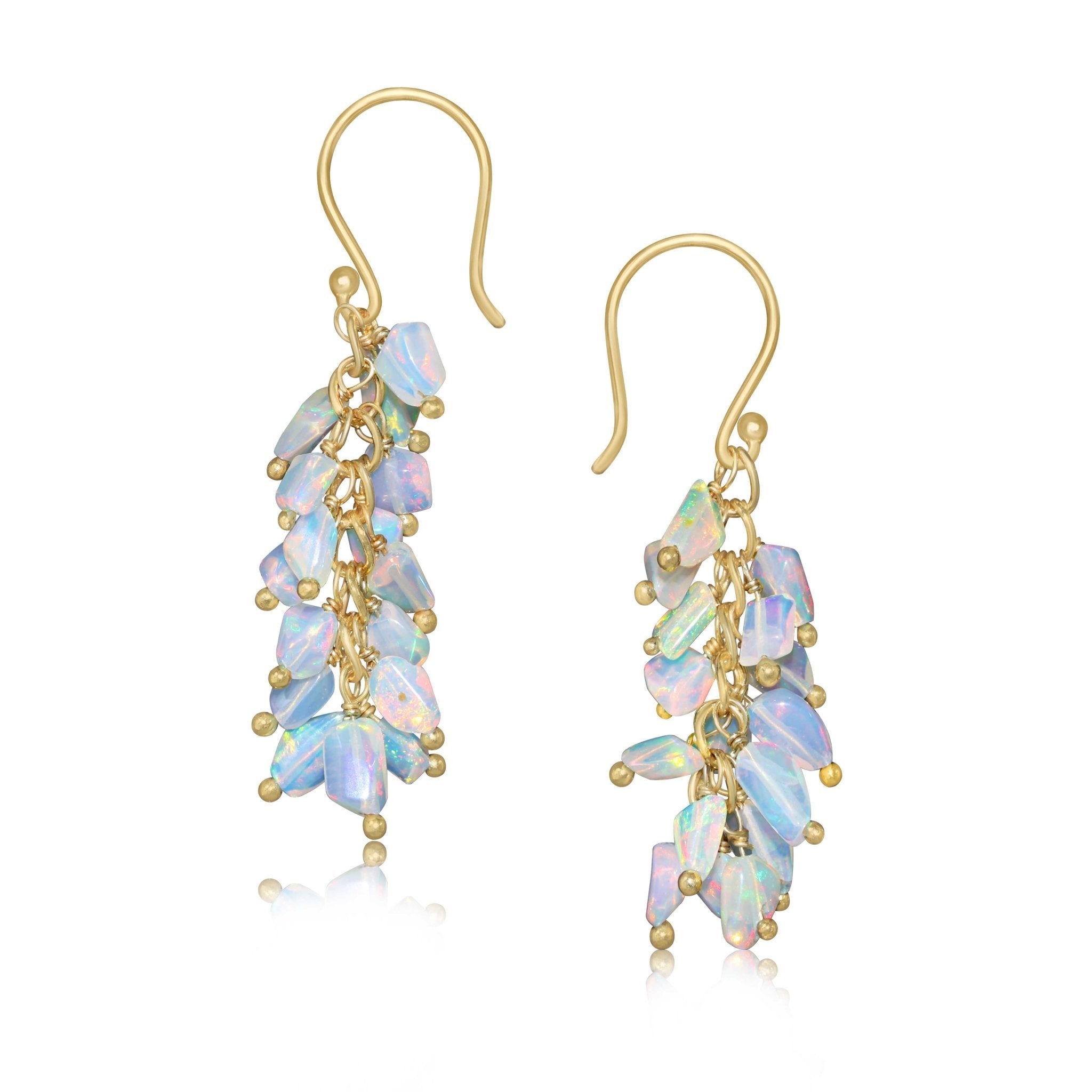 Natural fire Ethiopian opal tumble Cluster earrings - Goodstone Jewels