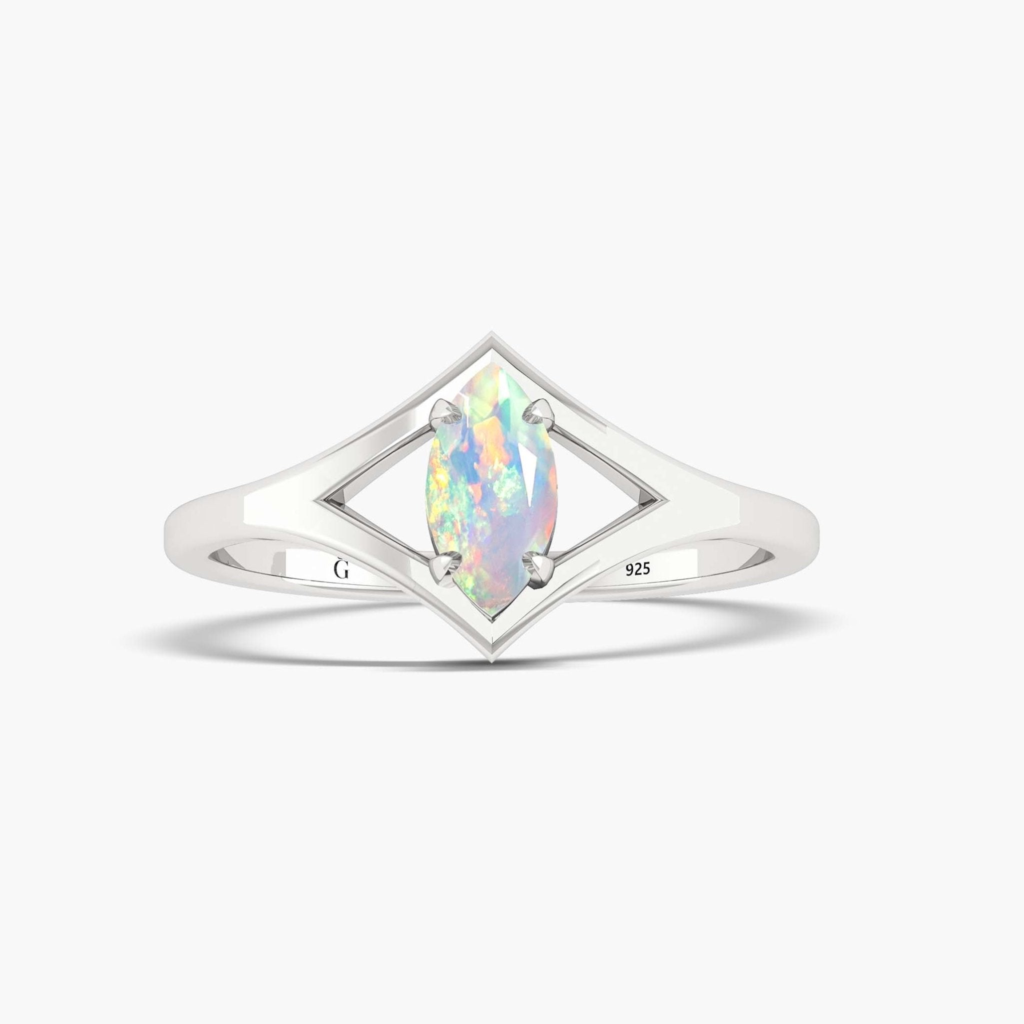 Natural fire Ethiopian opal Wedding ring for women - Goodstone Jewels