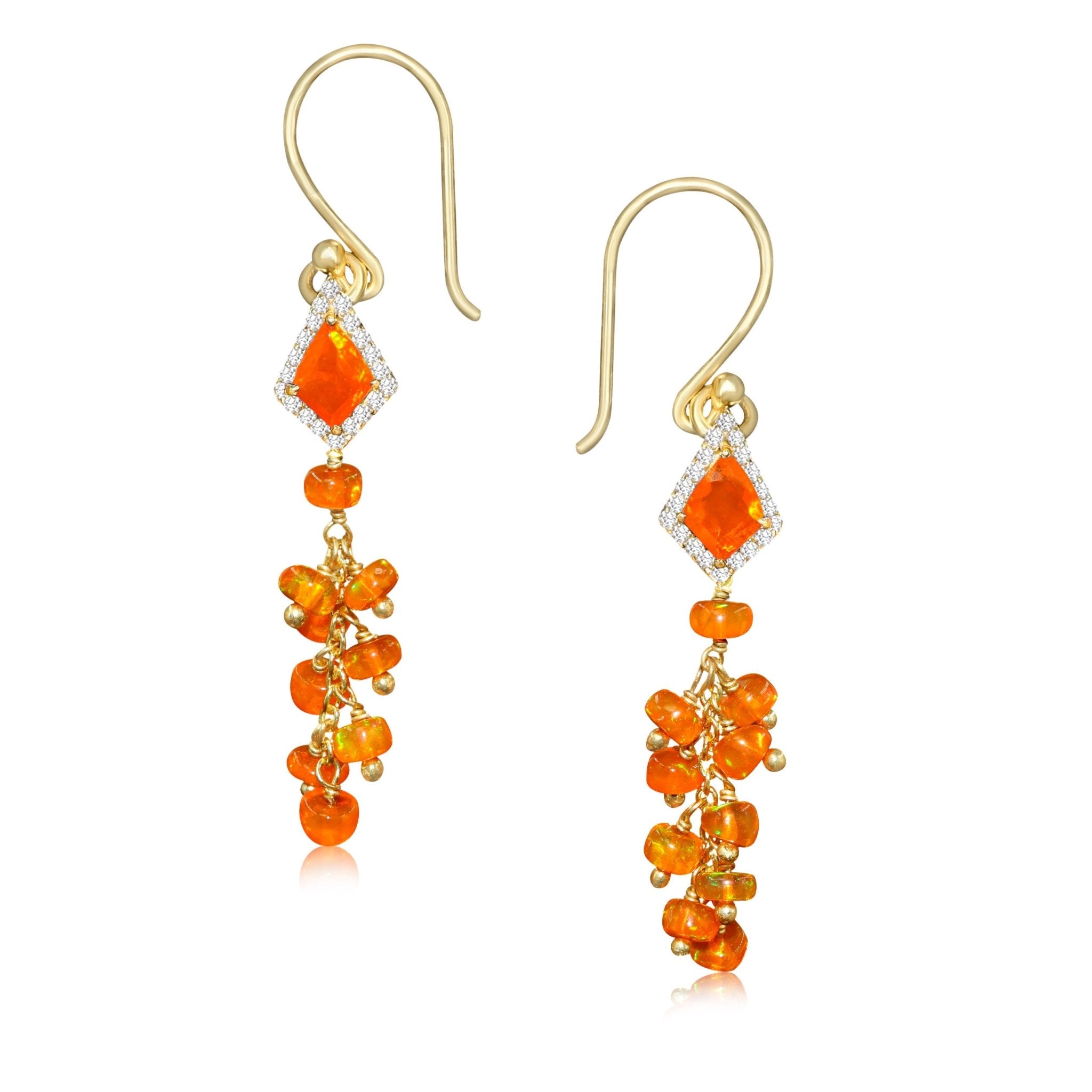 Natural fire Orange opal handmade earrings - Goodstone Jewels