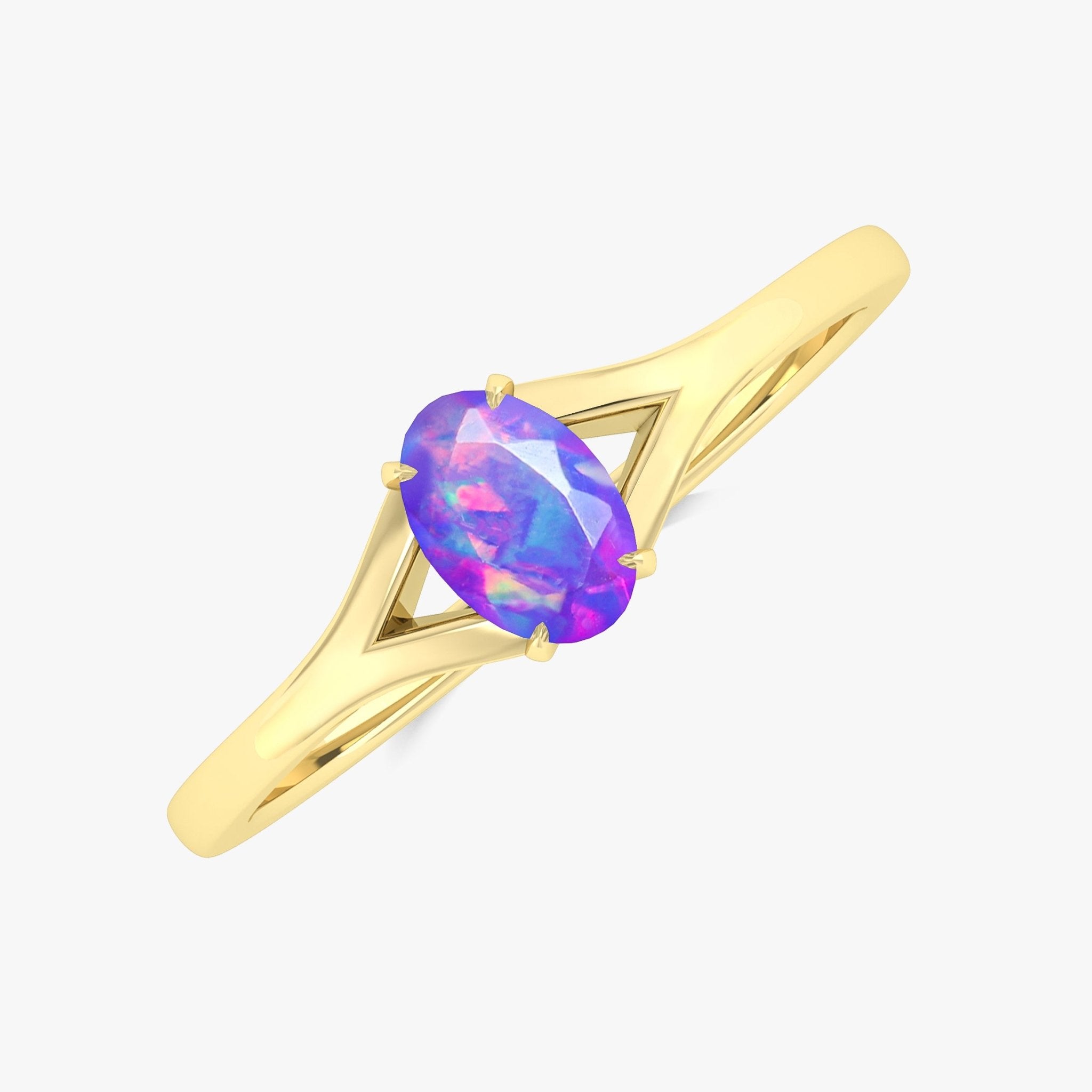 Natural Fire Oval Faceted Opal Ring - Goodstone Jewels