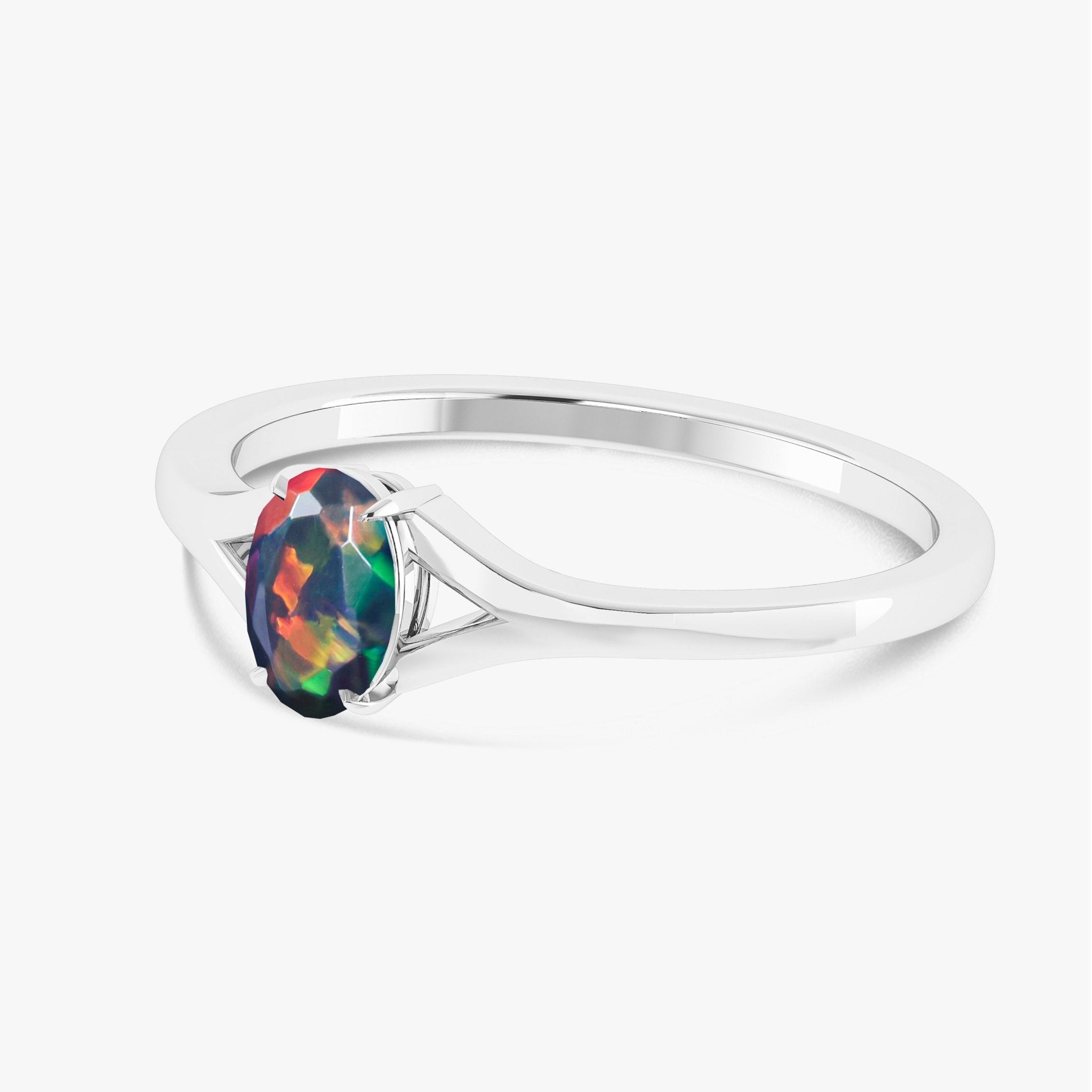 Natural Fire Oval Faceted Opal Ring - Goodstone Jewels