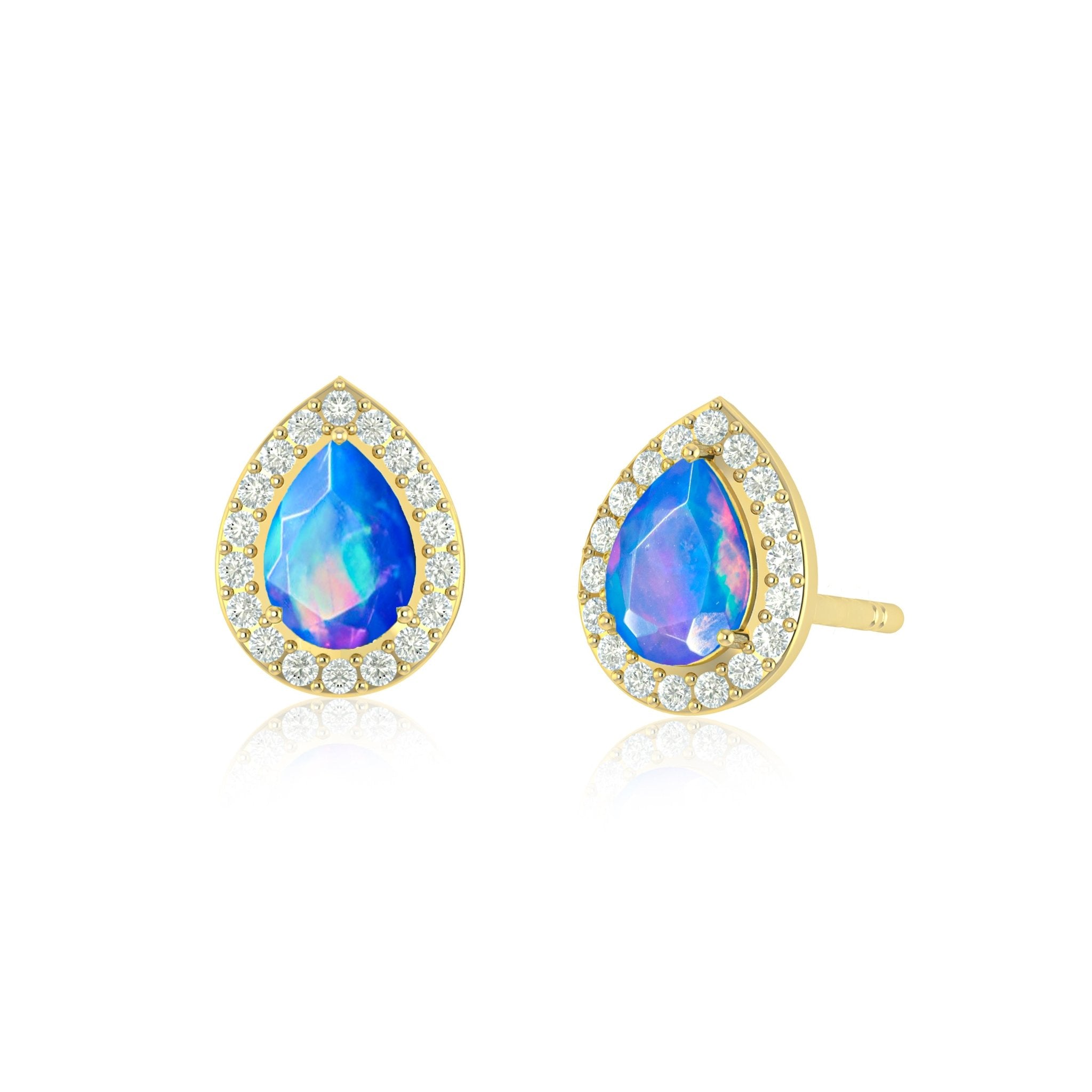 Natural Fire Pear Opal Stud Earring - Goodstone Jewels