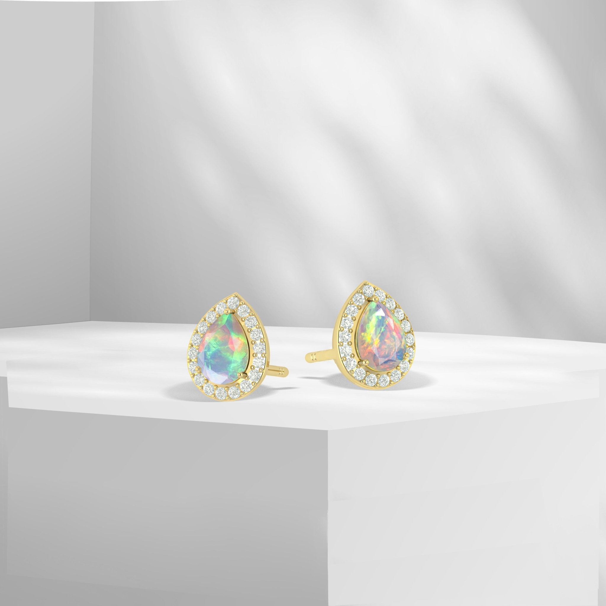 Natural Fire Pear Opal Stud Earring - Goodstone Jewels