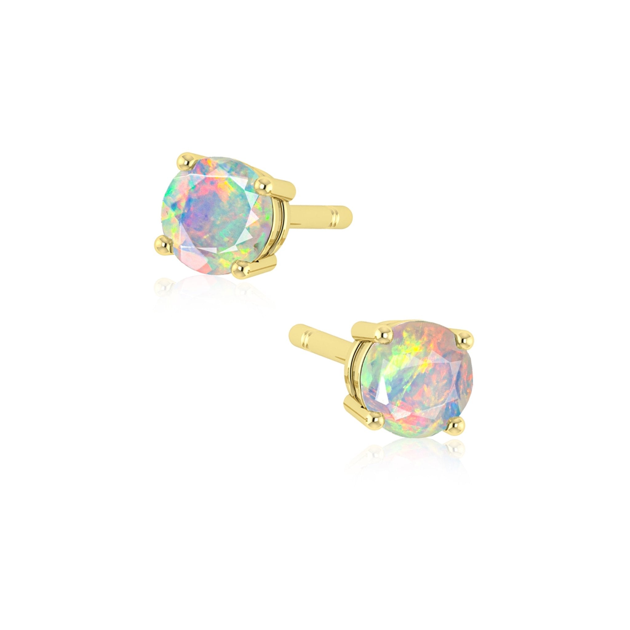 Natural Fire Round Opal Stud Earring - Goodstone Jewels