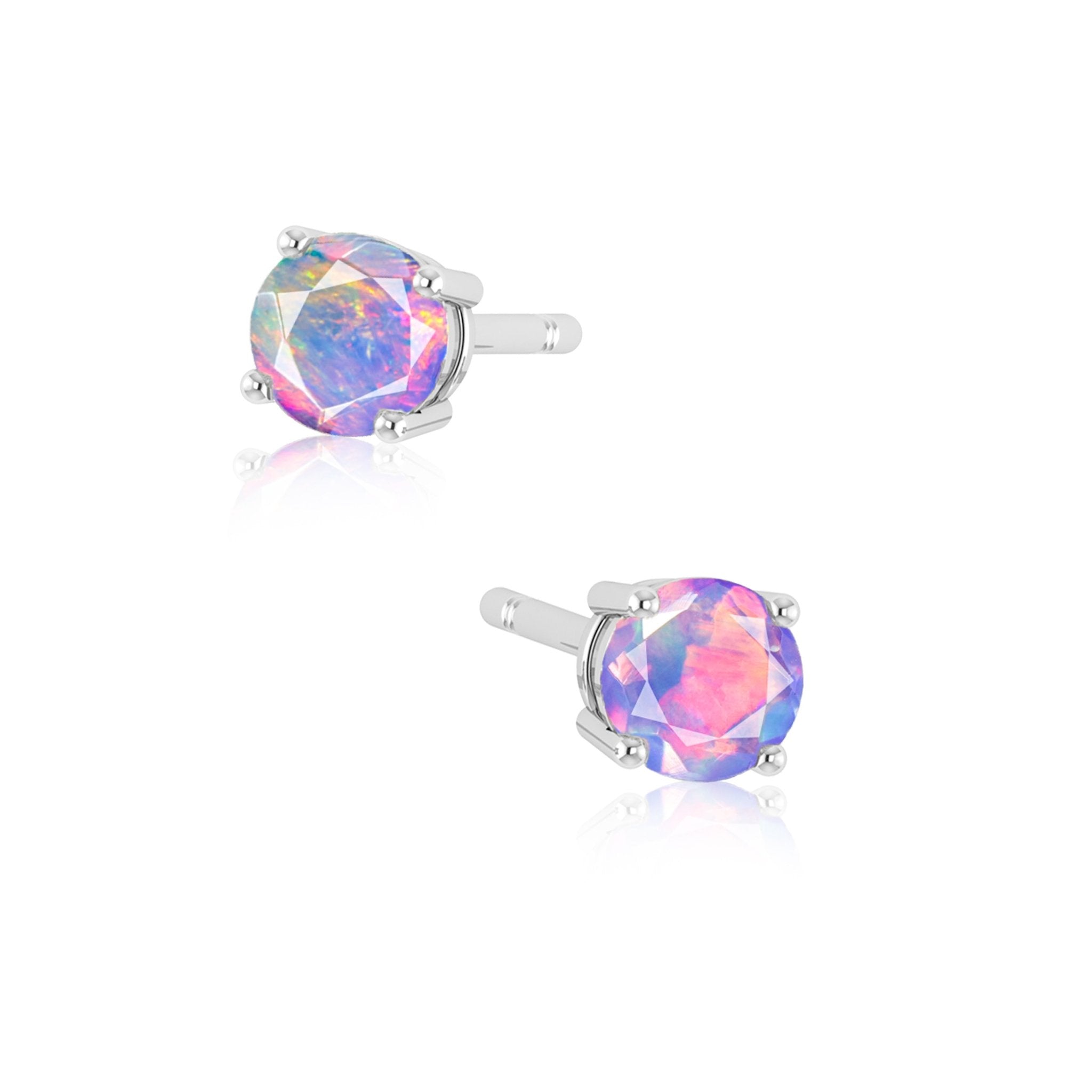 Natural Fire Round Opal Stud Earring - Goodstone Jewels