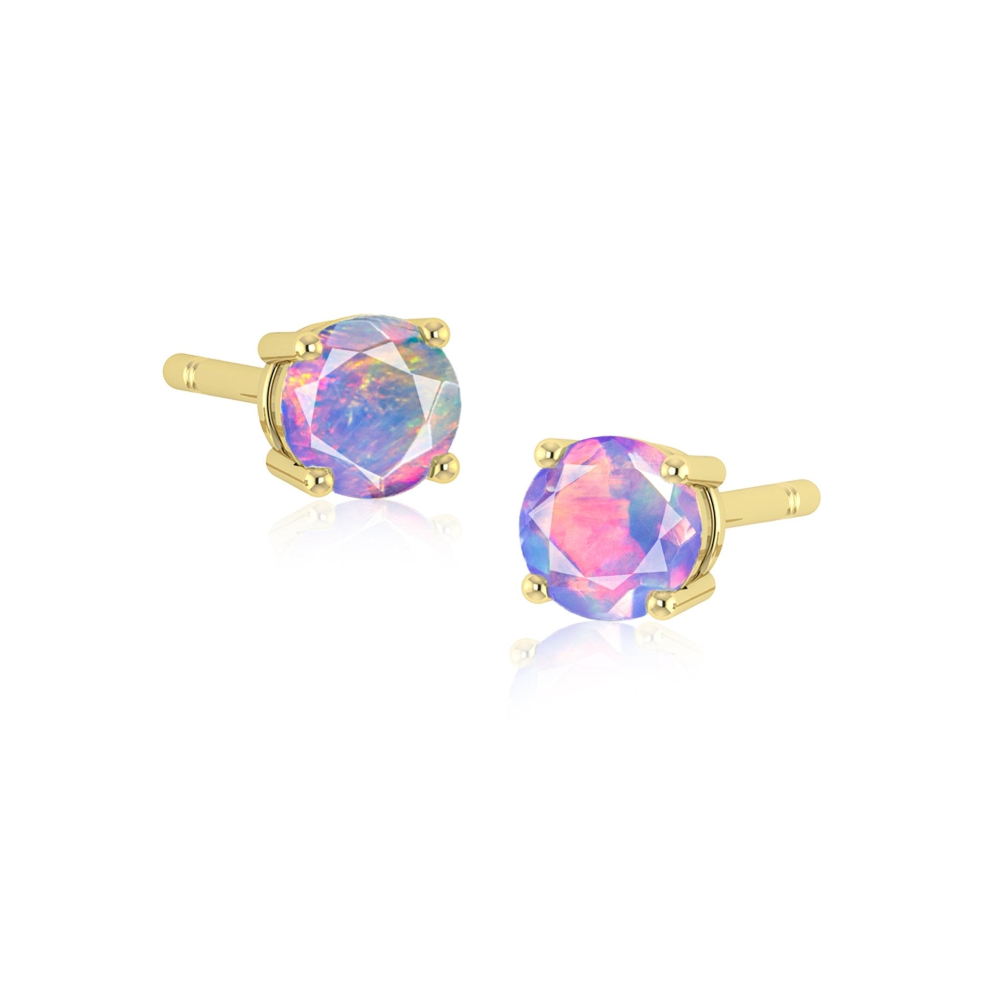 Natural Fire Round Opal Stud Earring - Goodstone Jewels