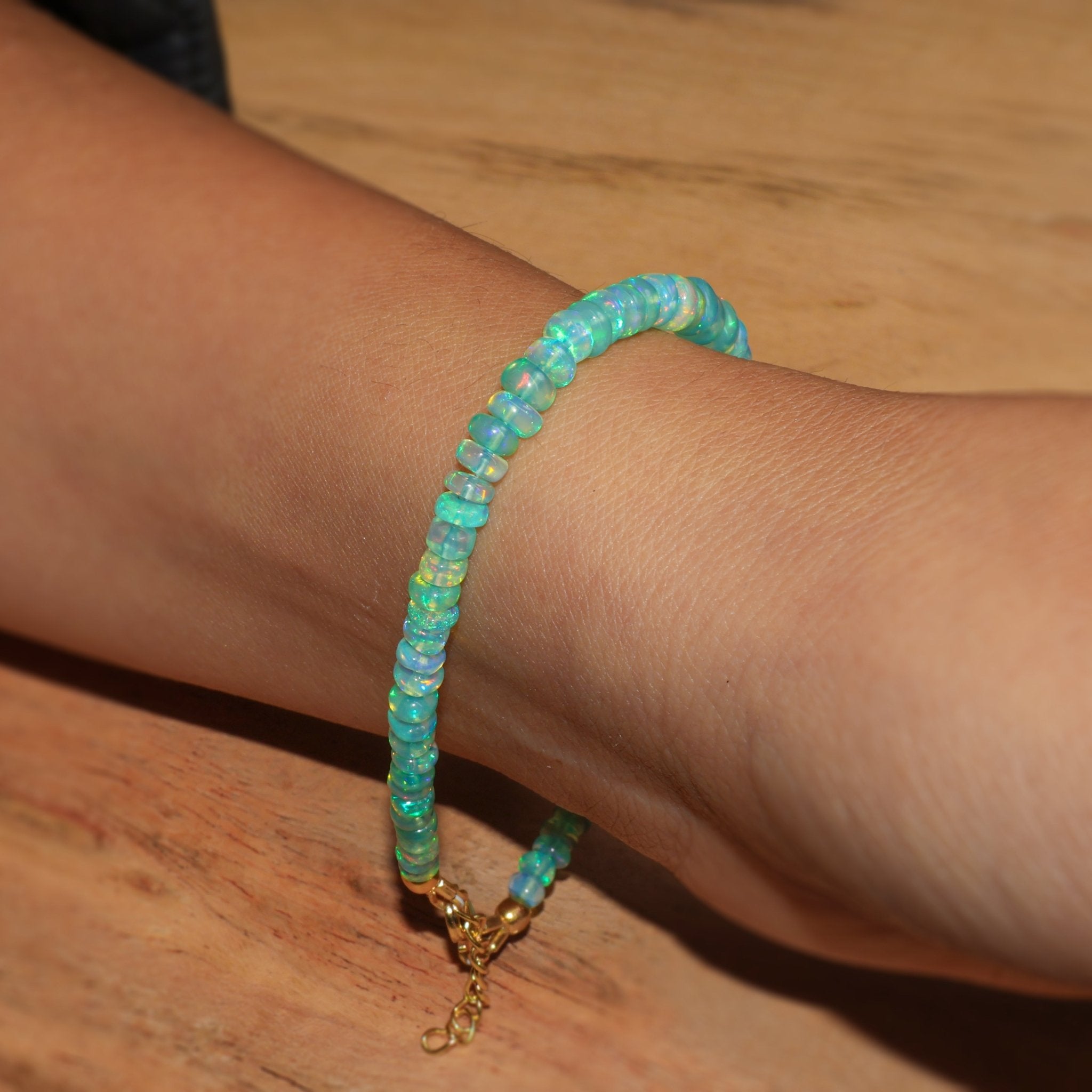 Natural Green Opal 4 - 5MM Plain Beaded Handmade Bracelet - Goodstone Jewels