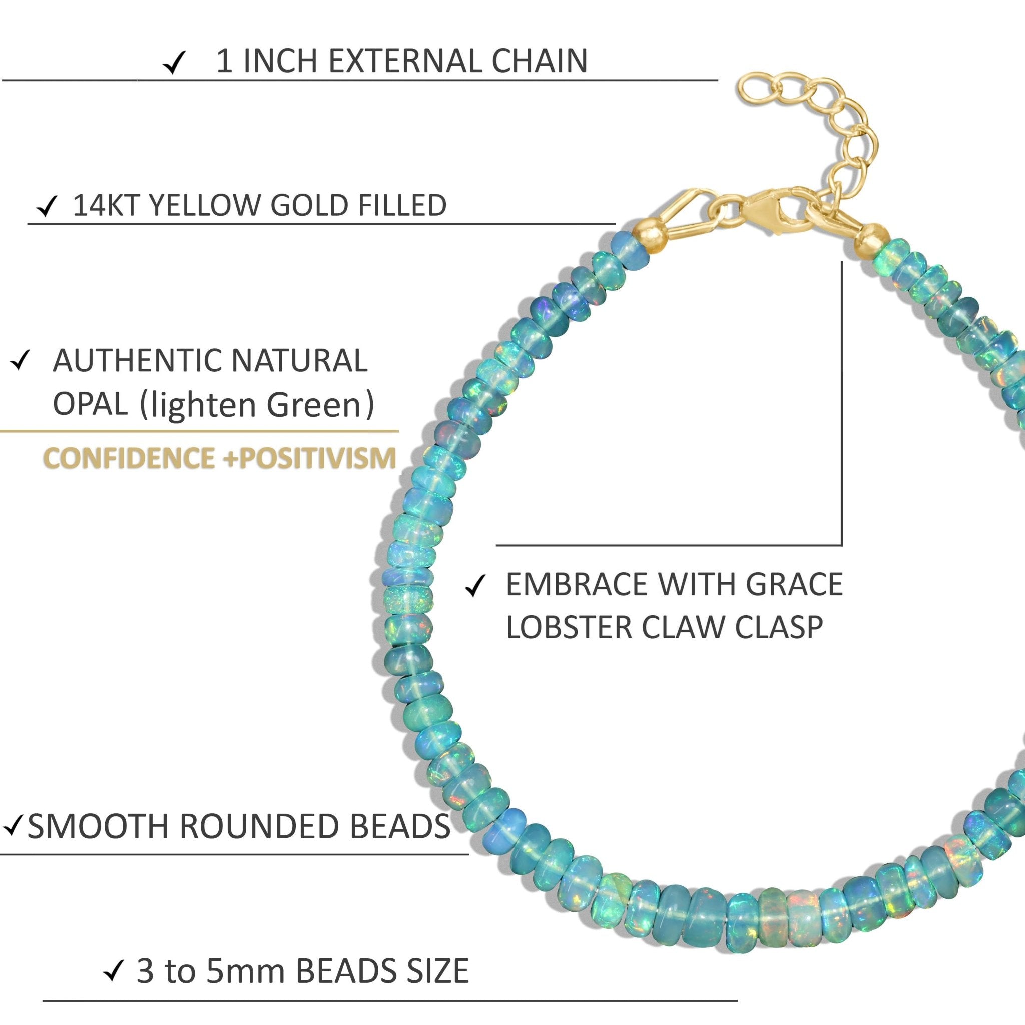 Natural Green Opal 4 - 5MM Plain Beaded Handmade Bracelet - Goodstone Jewels