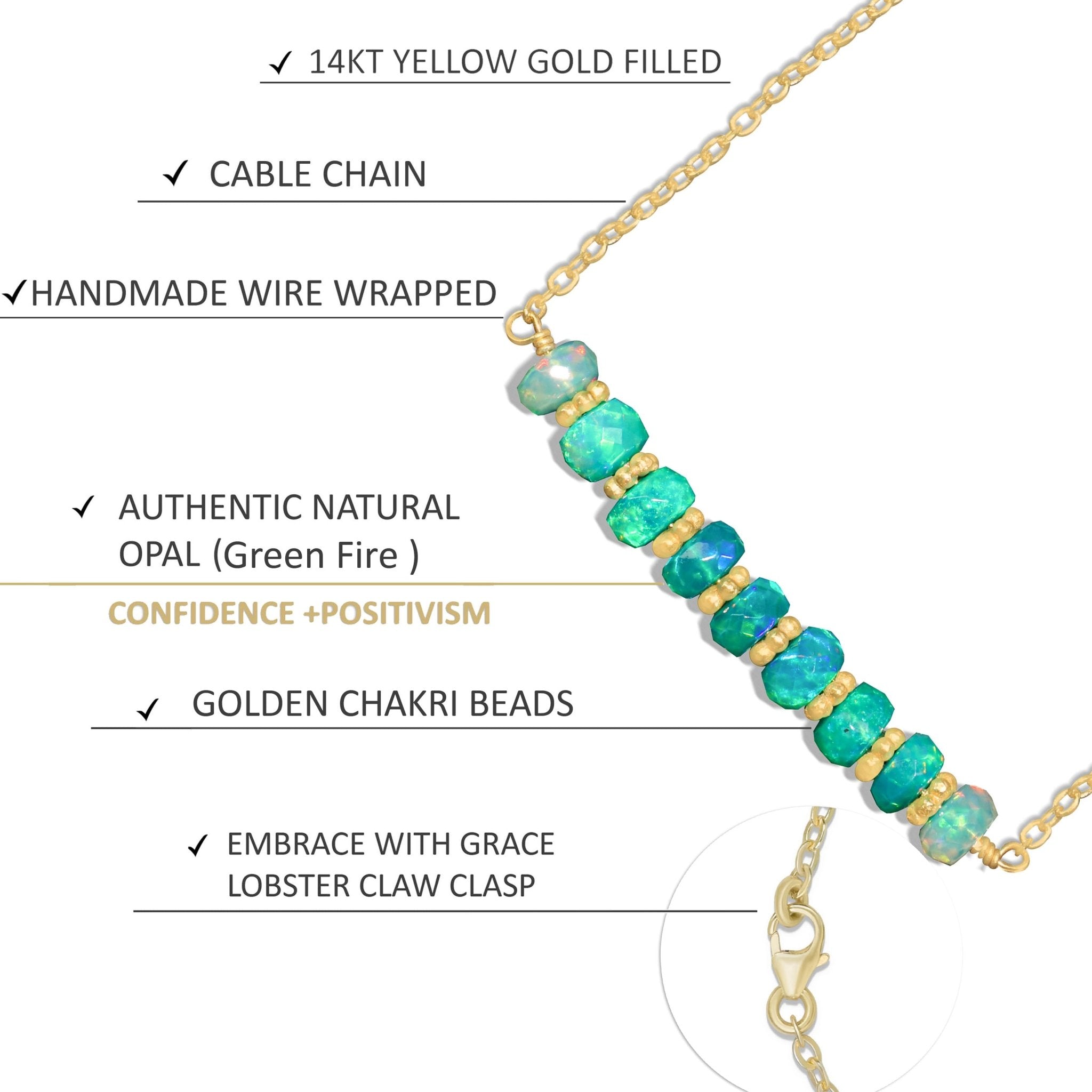 Natural Green Opal Beaded Bar Chain Necklace for Women - Goodstone Jewels