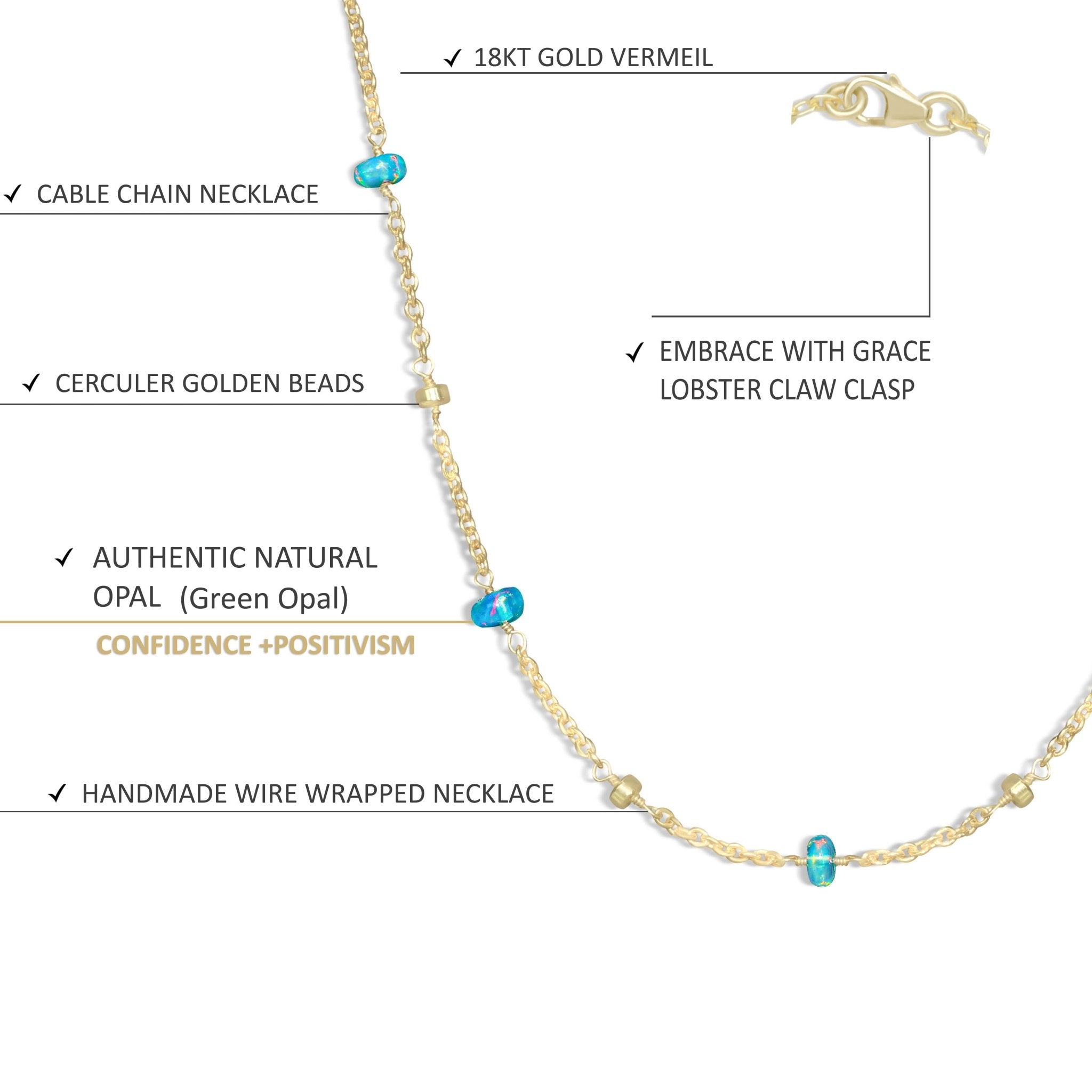 Natural Green Opal Beaded Chain Necklace for Women - Goodstone Jewels
