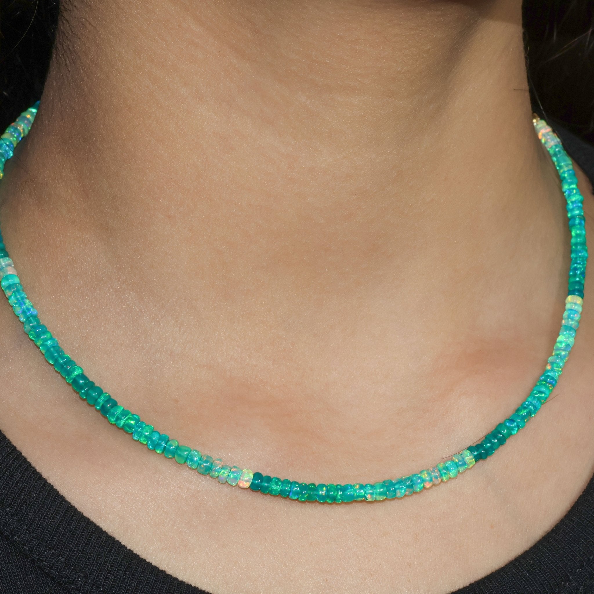 Natural Green Opal Plain Bead Strand Handmade Necklace - Goodstone Jewels