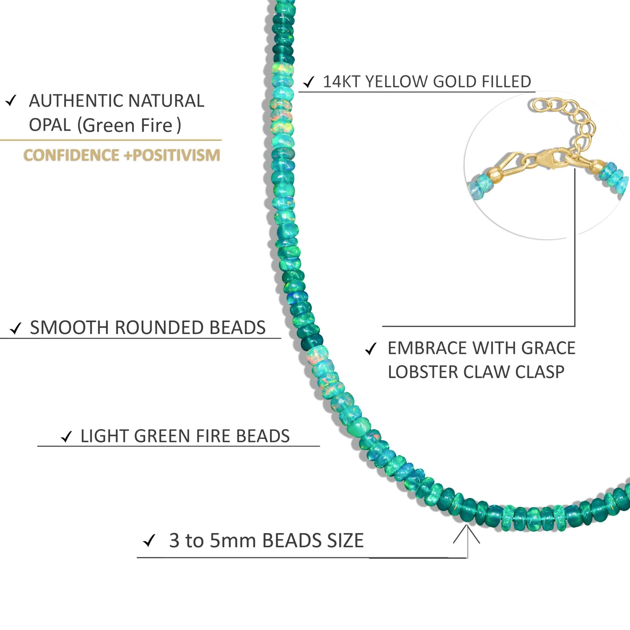 Natural Green Opal Plain Bead Strand Handmade Necklace - Goodstone Jewels