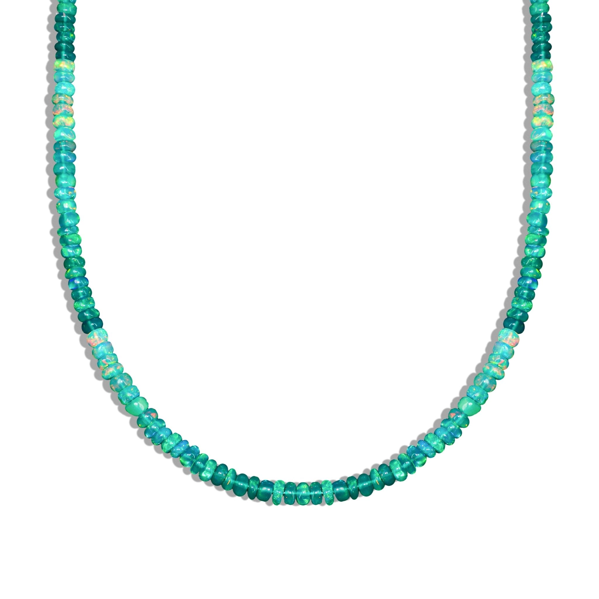 Natural Green Opal Plain Bead Strand Handmade Necklace - Goodstone Jewels